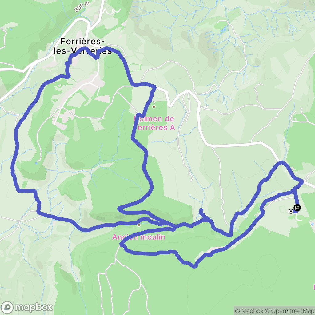 Ferrières-les-Verreries : carte du parcours de randonnée - France