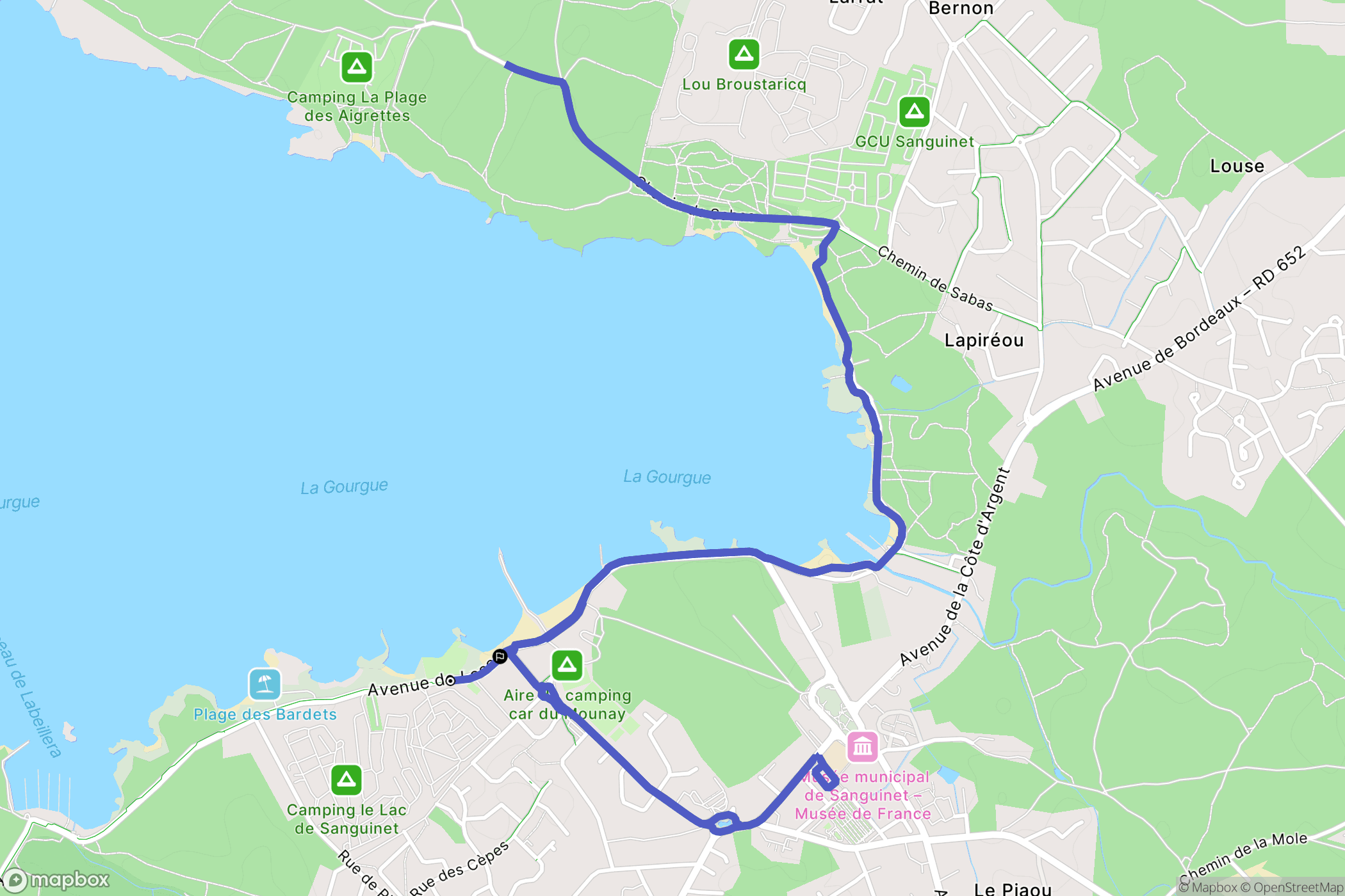 Sanguinet : carte du parcours de randonnée - France
