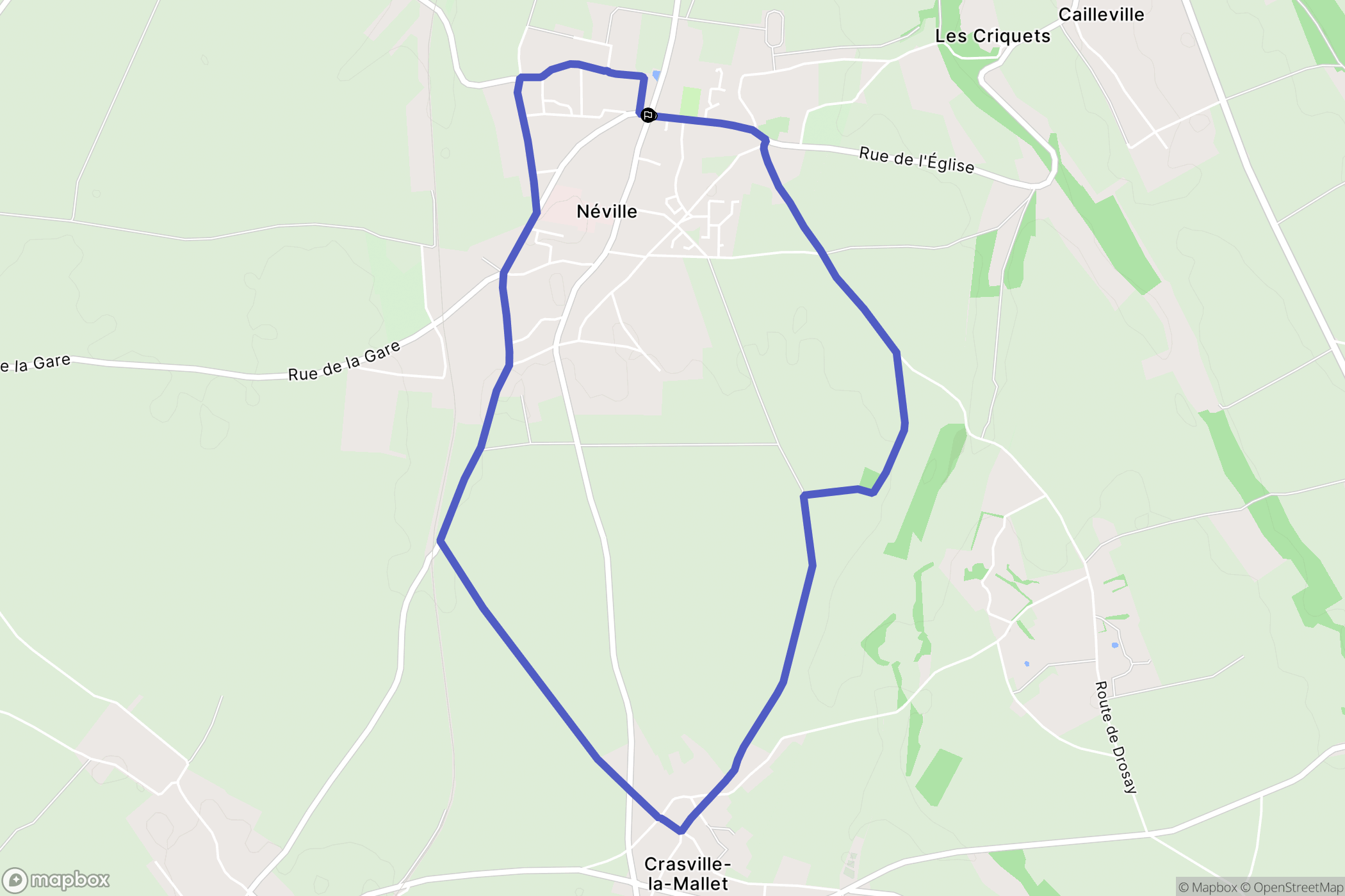 Néville : carte du parcours de randonnée - France