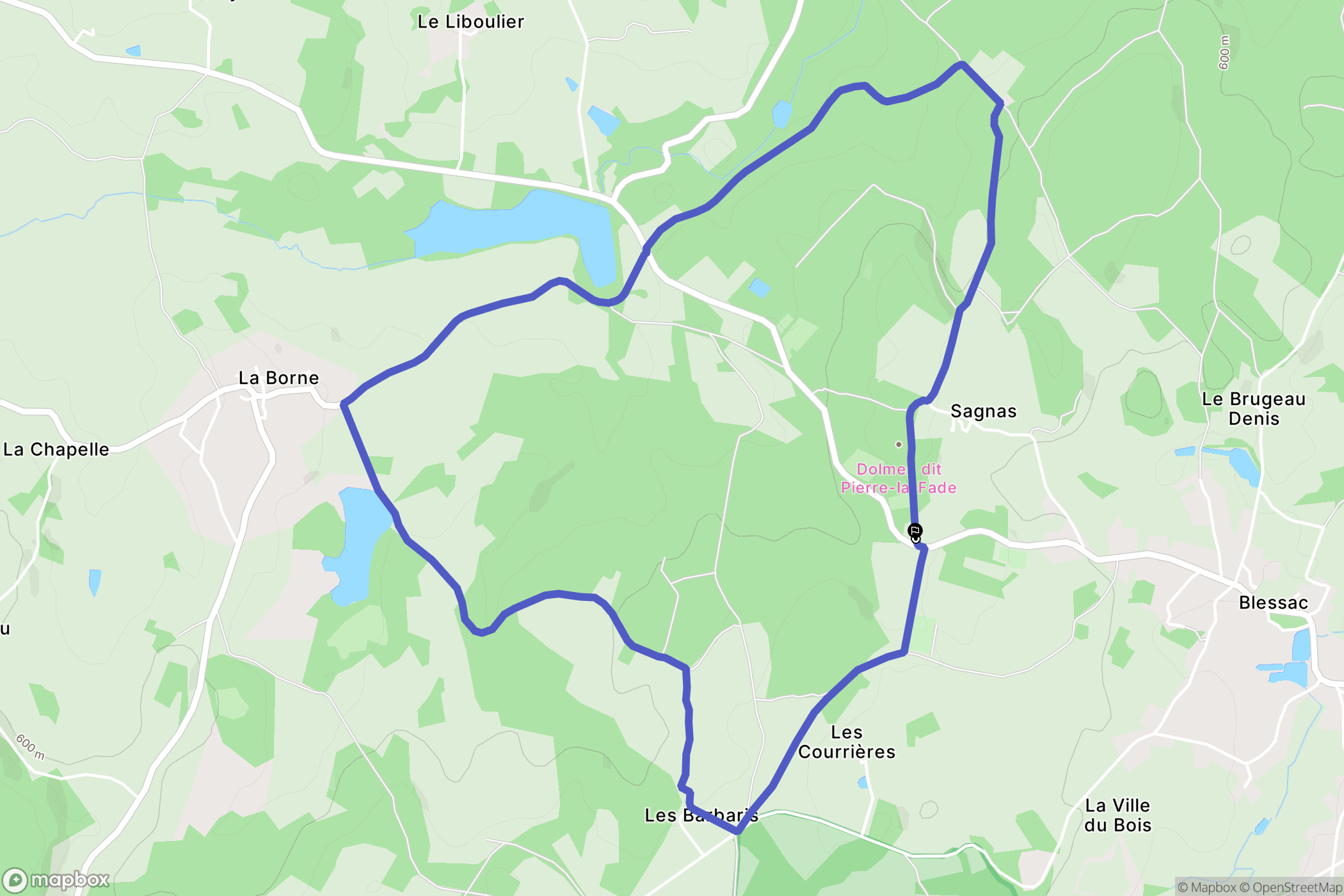 Blessac : carte du parcours de randonnée - France