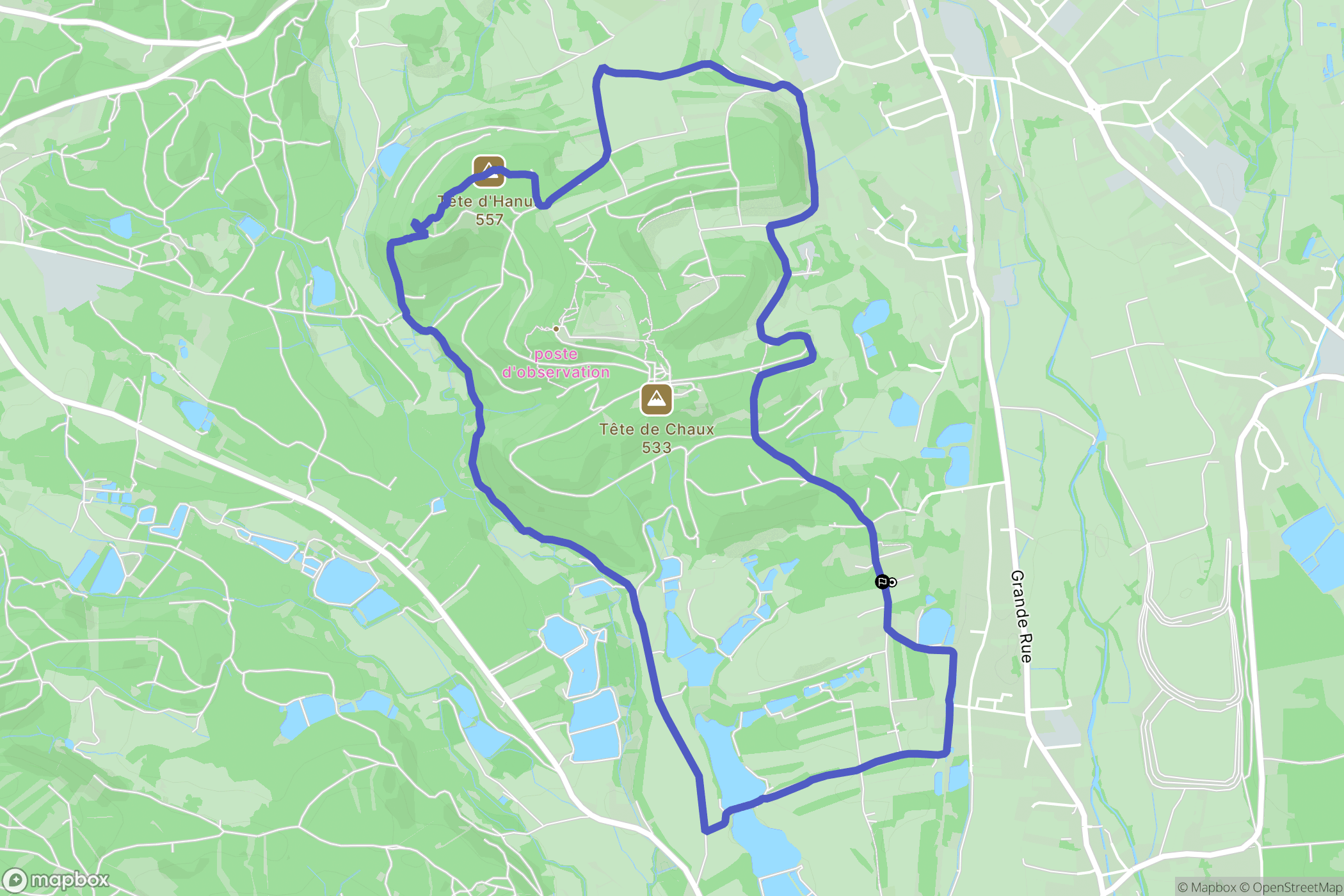 Chaux : carte du parcours de randonnée - France