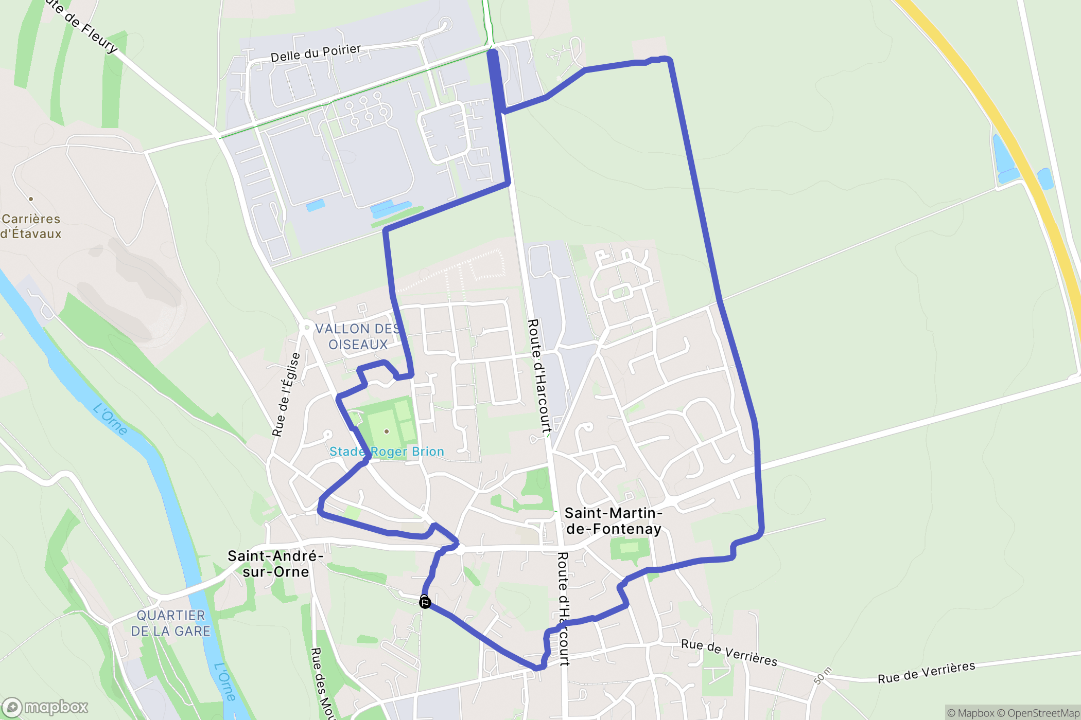 Saint-André-sur-Orne : carte du parcours de randonnée - France