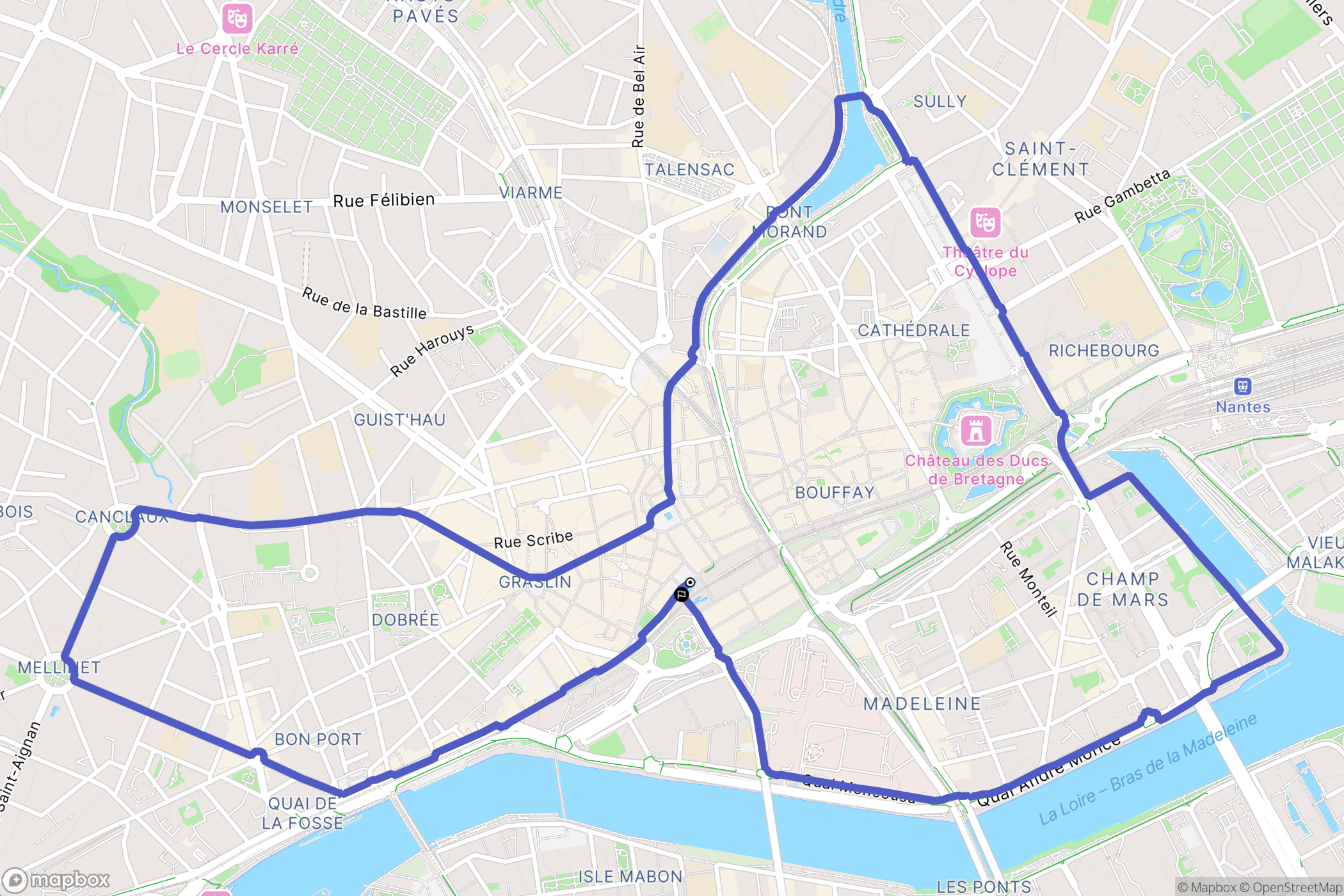 Nantes : carte du parcours de randonnée - France