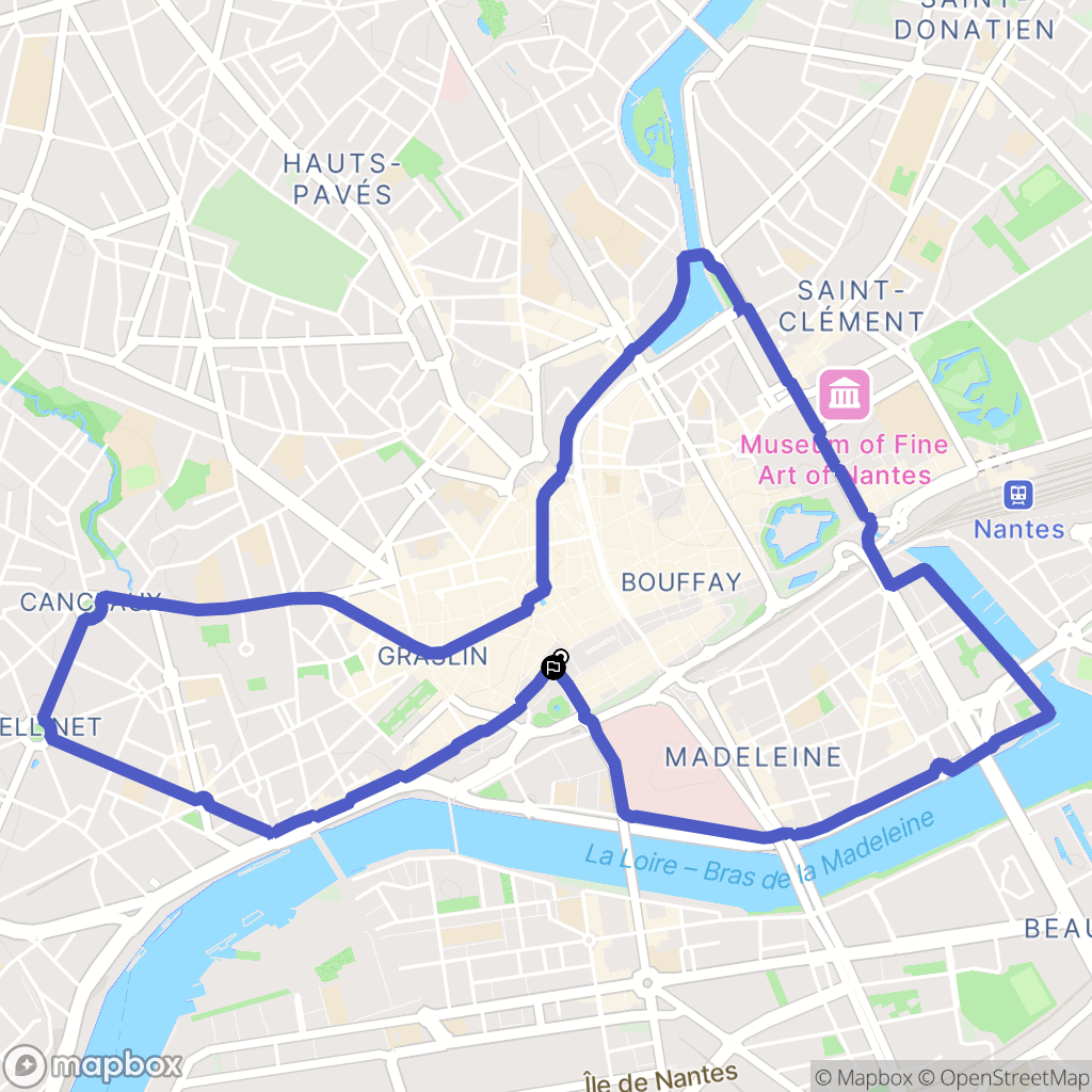 Nantes : carte du parcours de randonnée - France