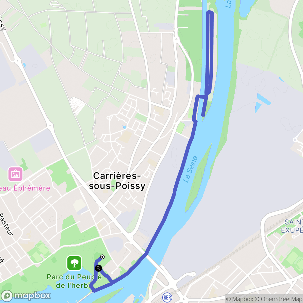 Carrières-sous-Poissy : carte du parcours de randonnée - France