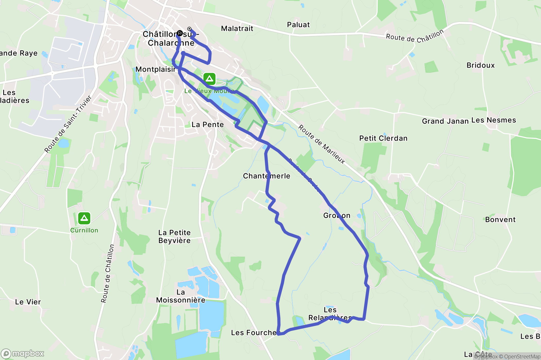 Châtillon-sur-Chalaronne : carte du parcours de randonnée - France