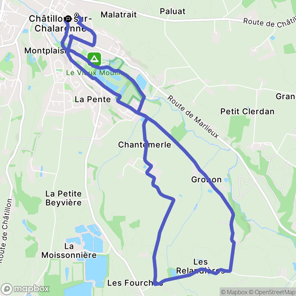 Châtillon-sur-Chalaronne : carte du parcours de randonnée - France
