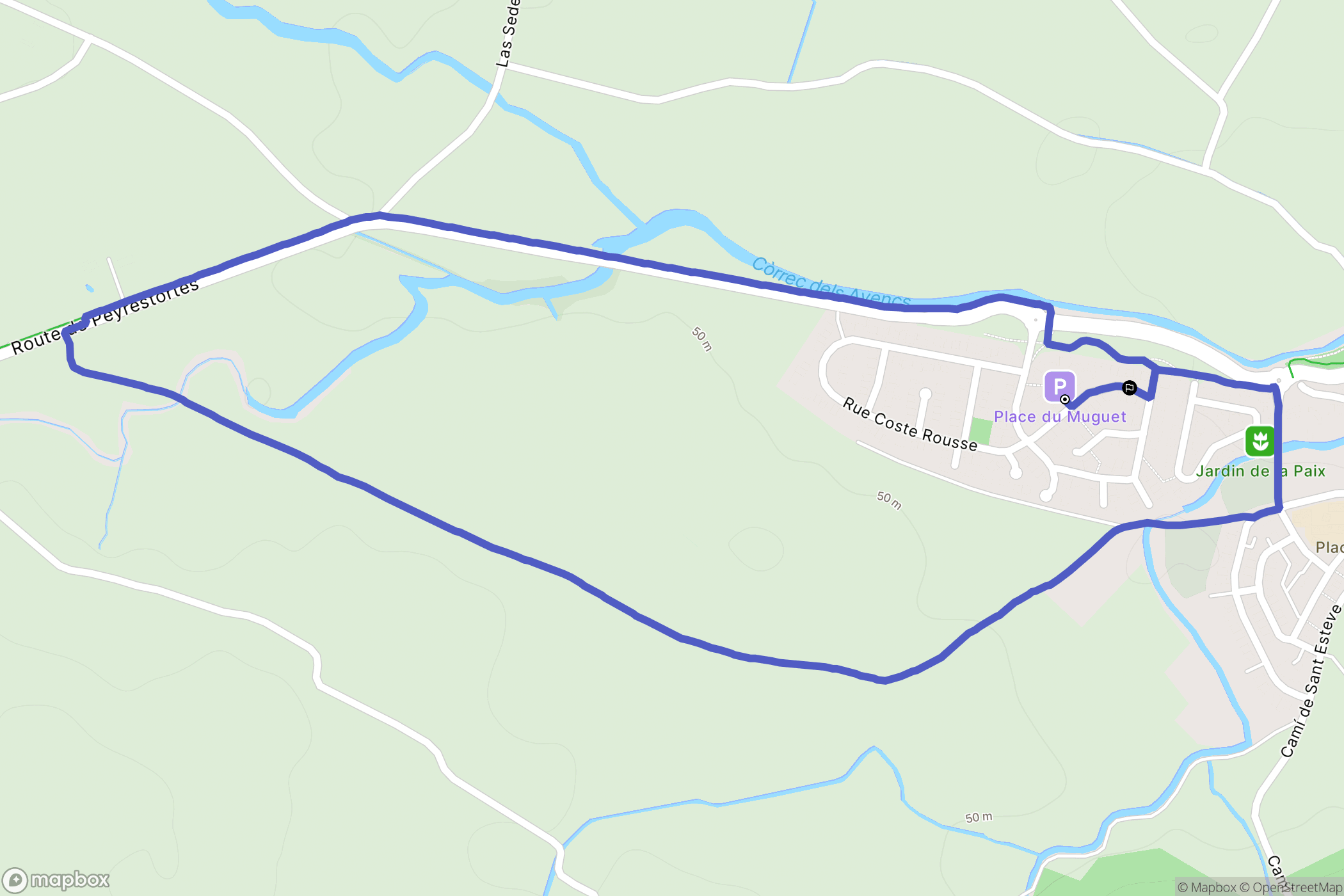 Peyrestortes : carte du parcours de randonnée - France