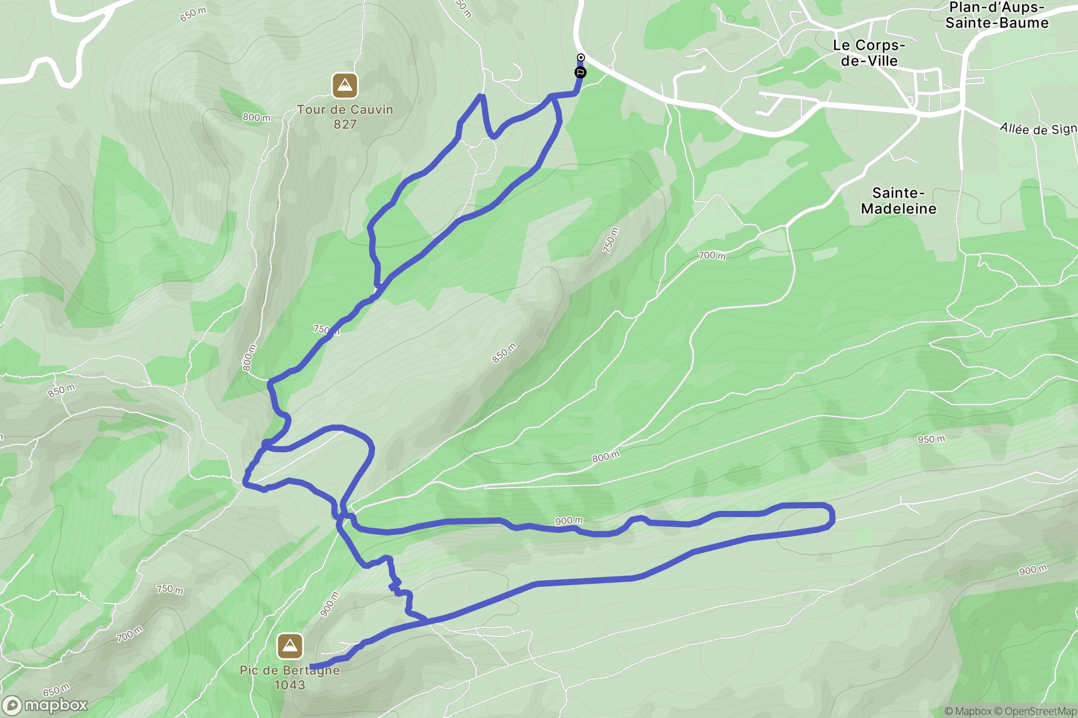 Plan-d'Aups-Sainte-Baume : carte du parcours de randonnée - France