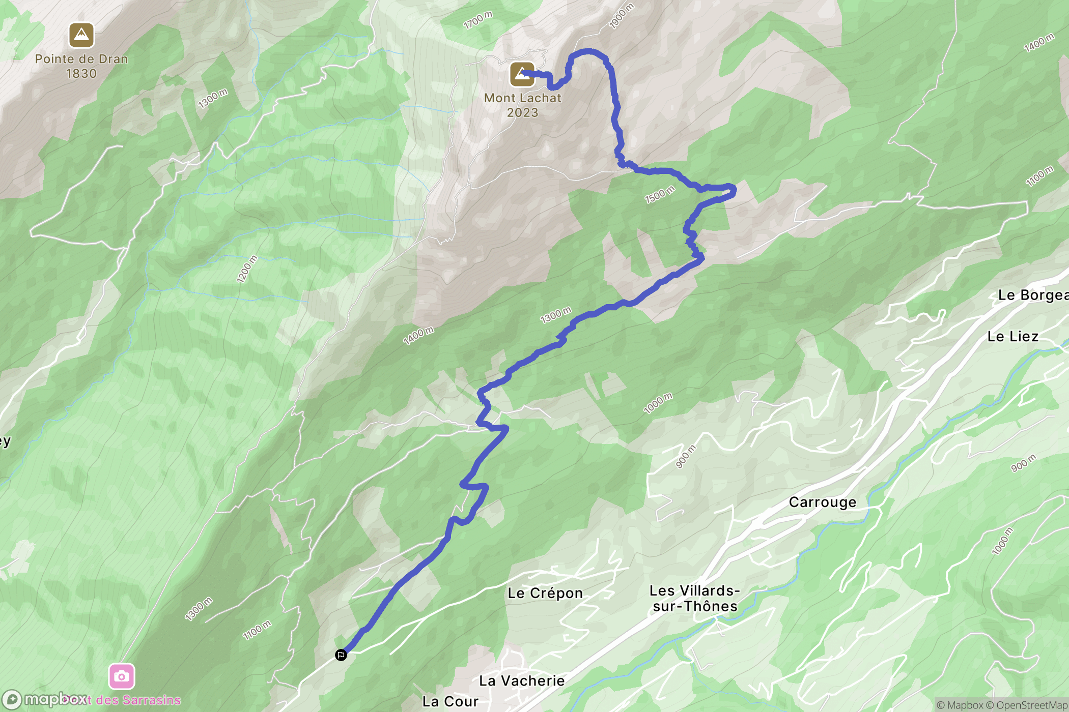 Thônes : carte du parcours de randonnée - France