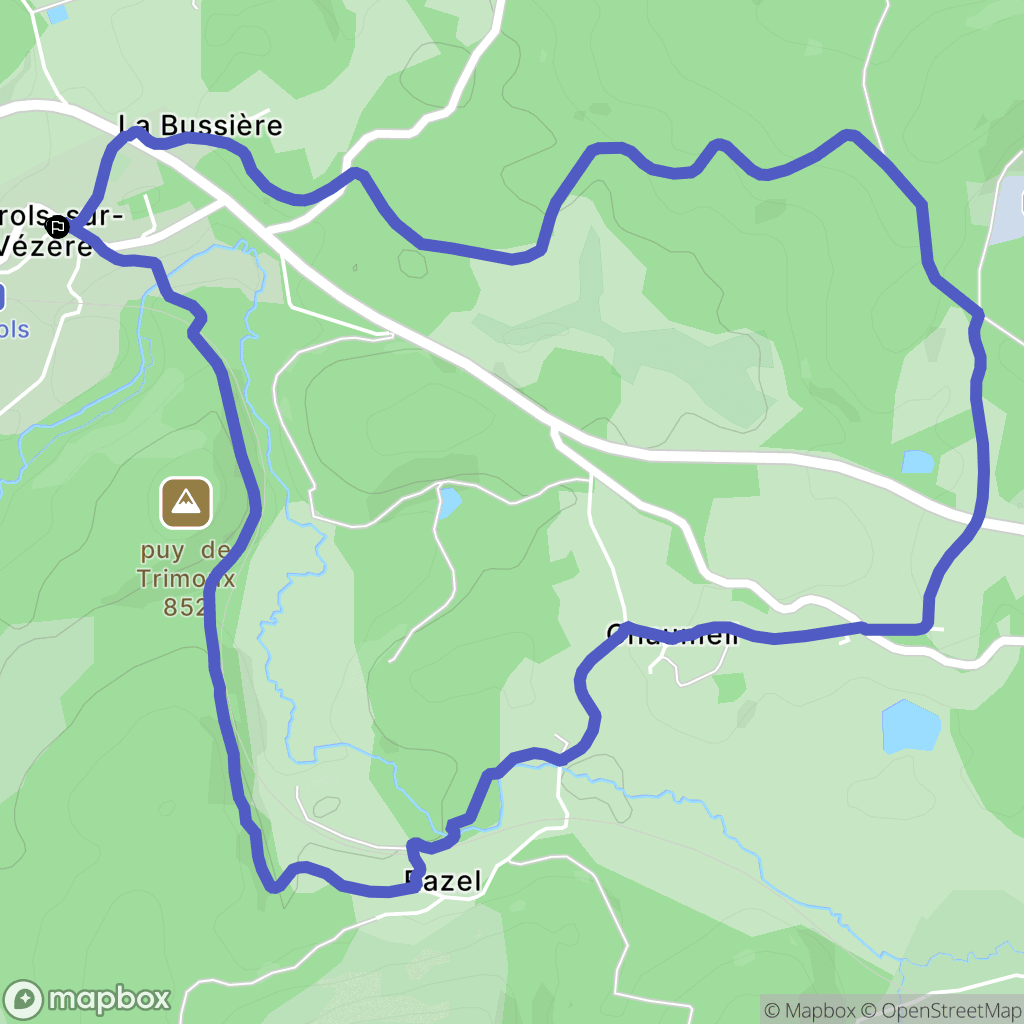 Pérols-sur-Vézère : carte du parcours de randonnée - France