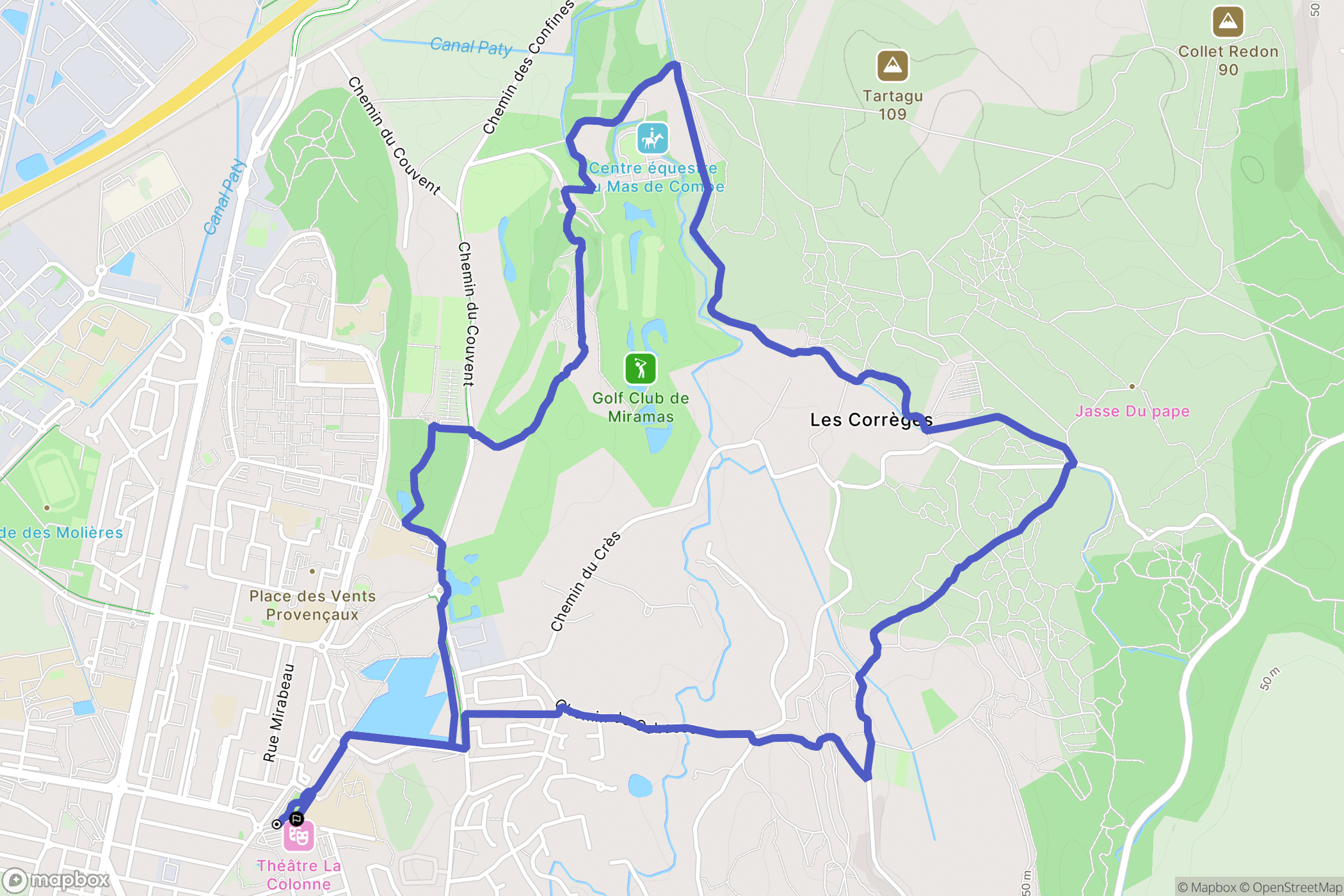 Miramas : carte du parcours de randonnée - France