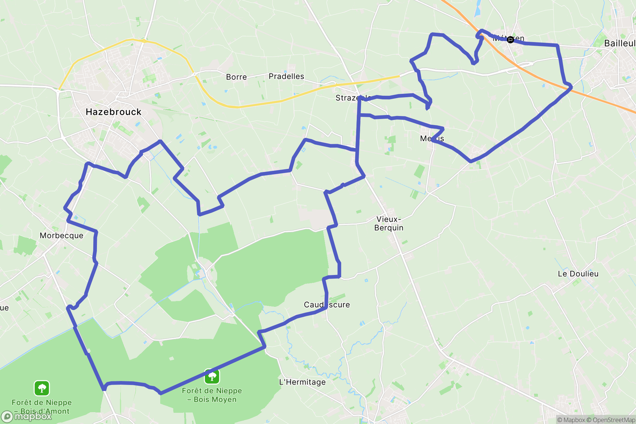 Méteren : carte du parcours de randonnée - France