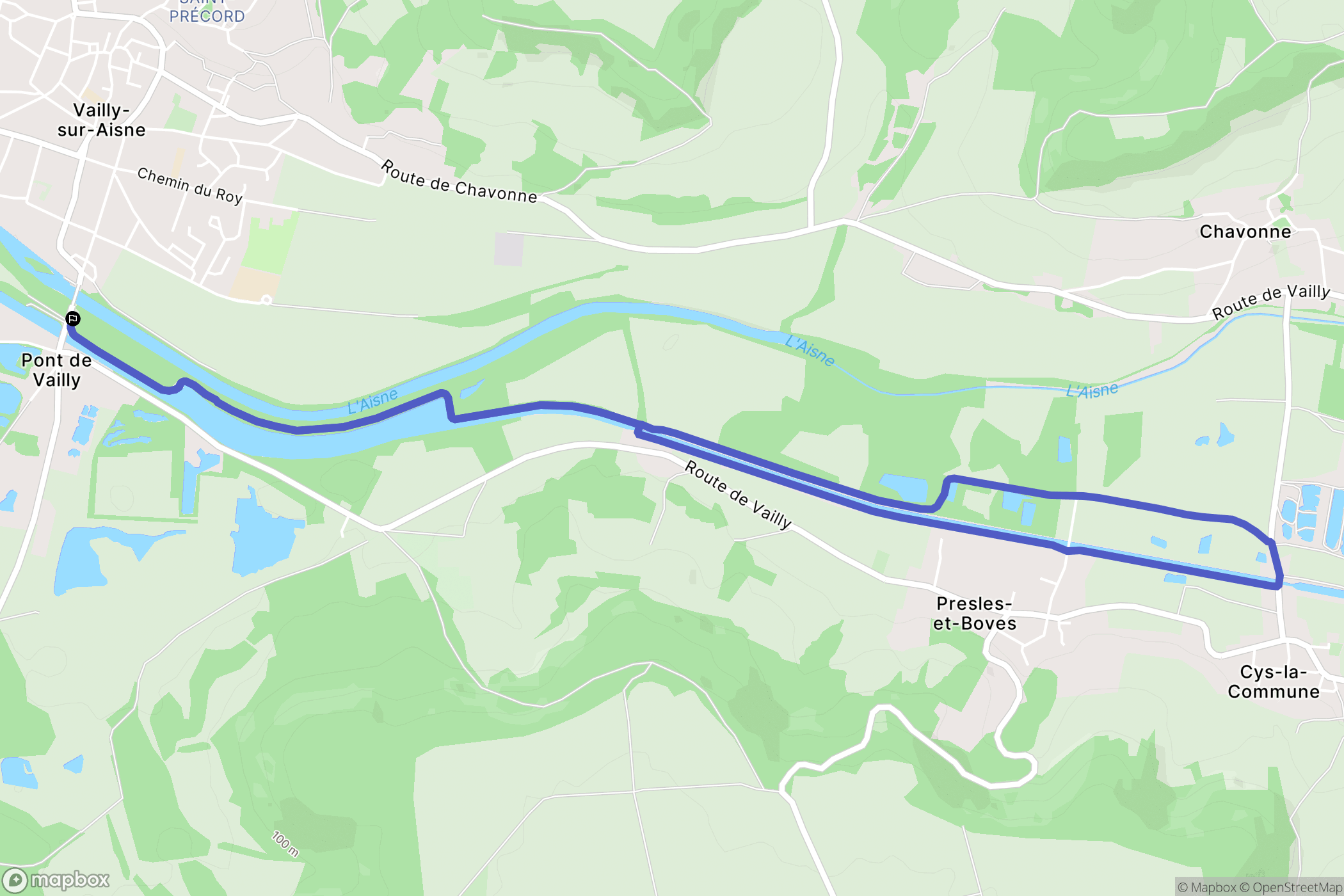Vailly-sur-Aisne : carte du parcours de randonnée - France