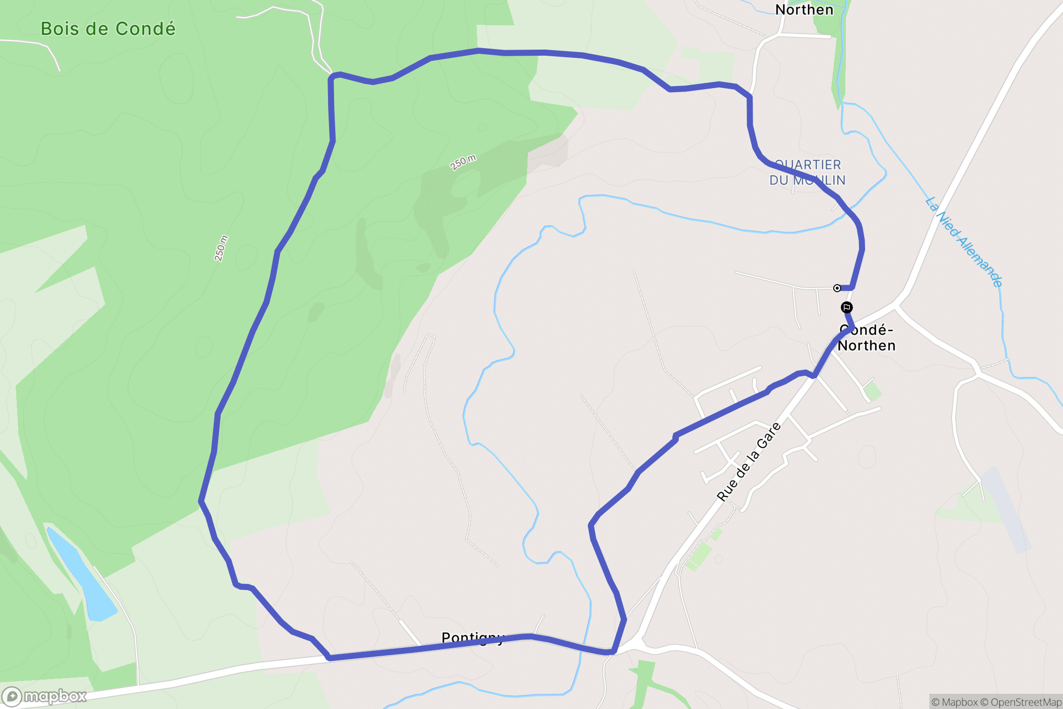 Condé-Northen : carte du parcours de randonnée - France