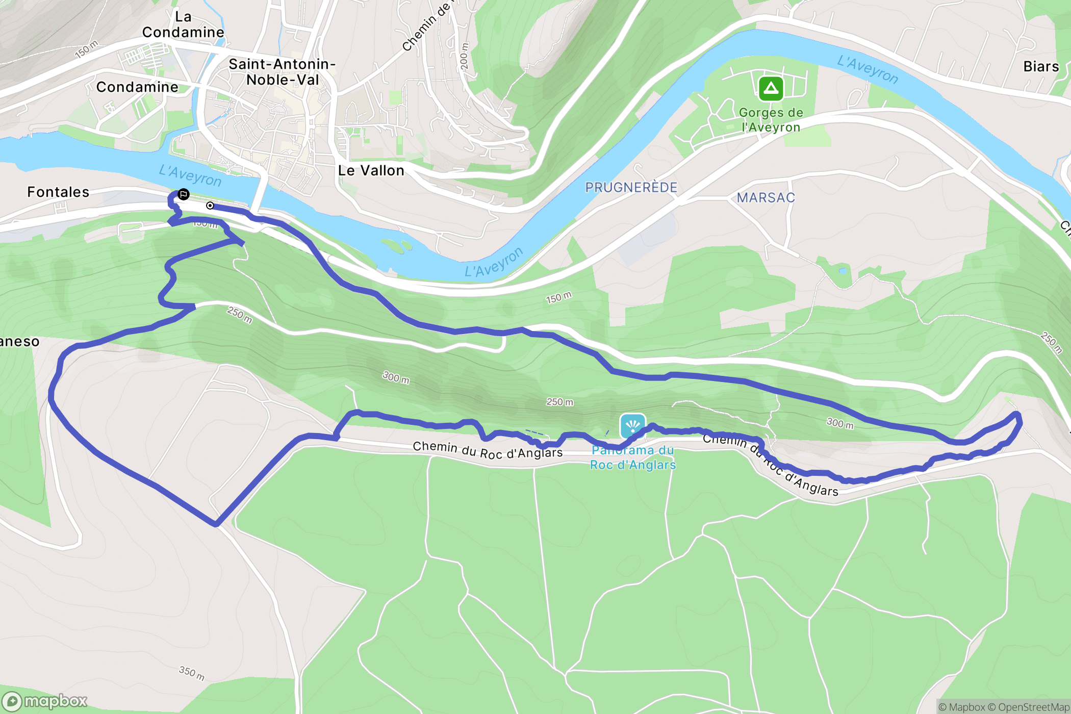 Saint-Antonin-Noble-Val : carte du parcours de randonnée - France