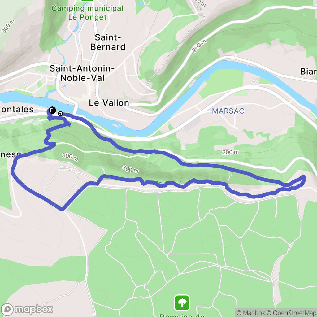 Saint-Antonin-Noble-Val : carte du parcours de randonnée - France