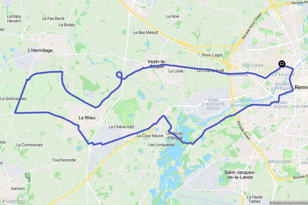 Rennes : carte du parcours de randonnée - France