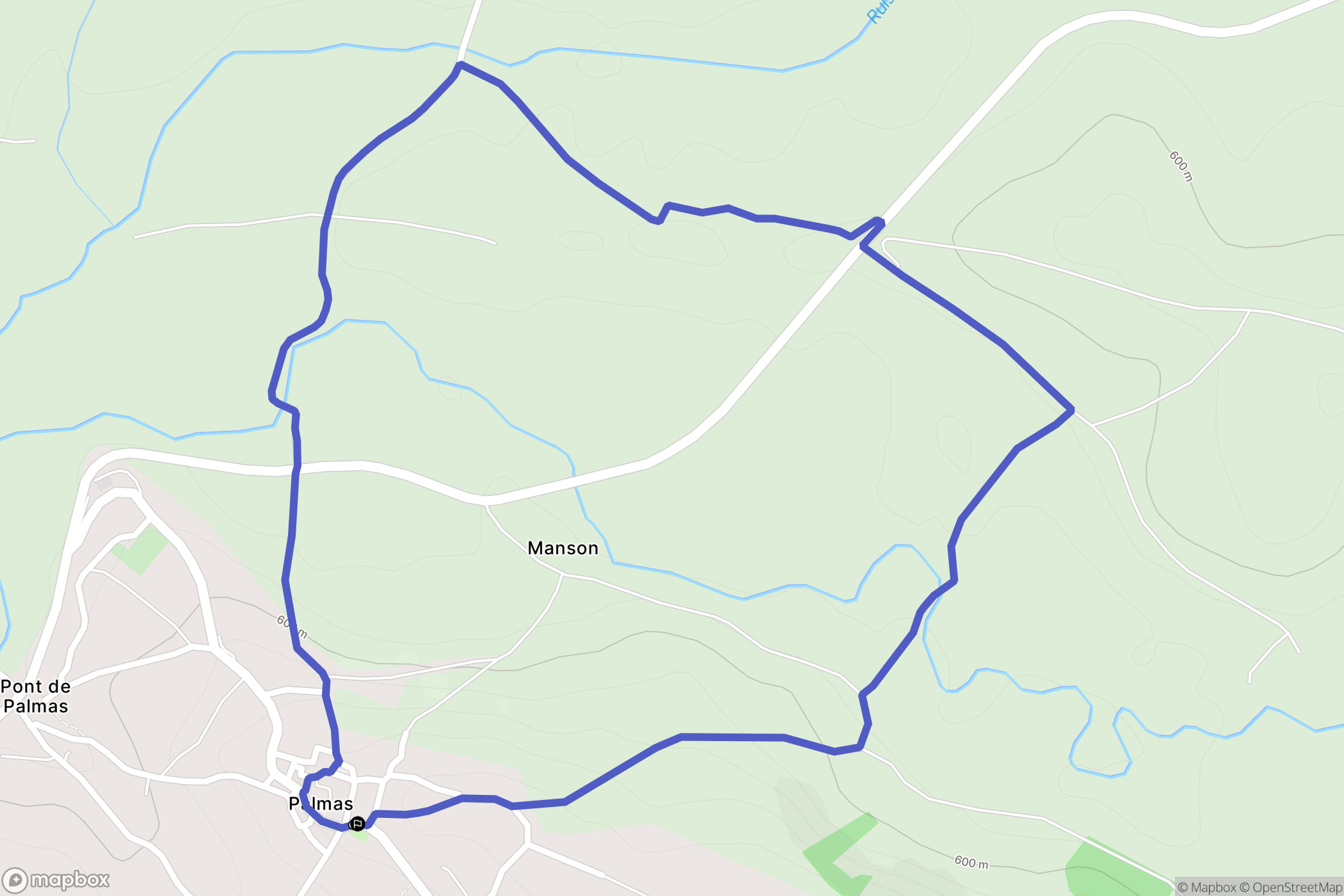 Palmas d'Aveyron : carte du parcours de randonnée - France