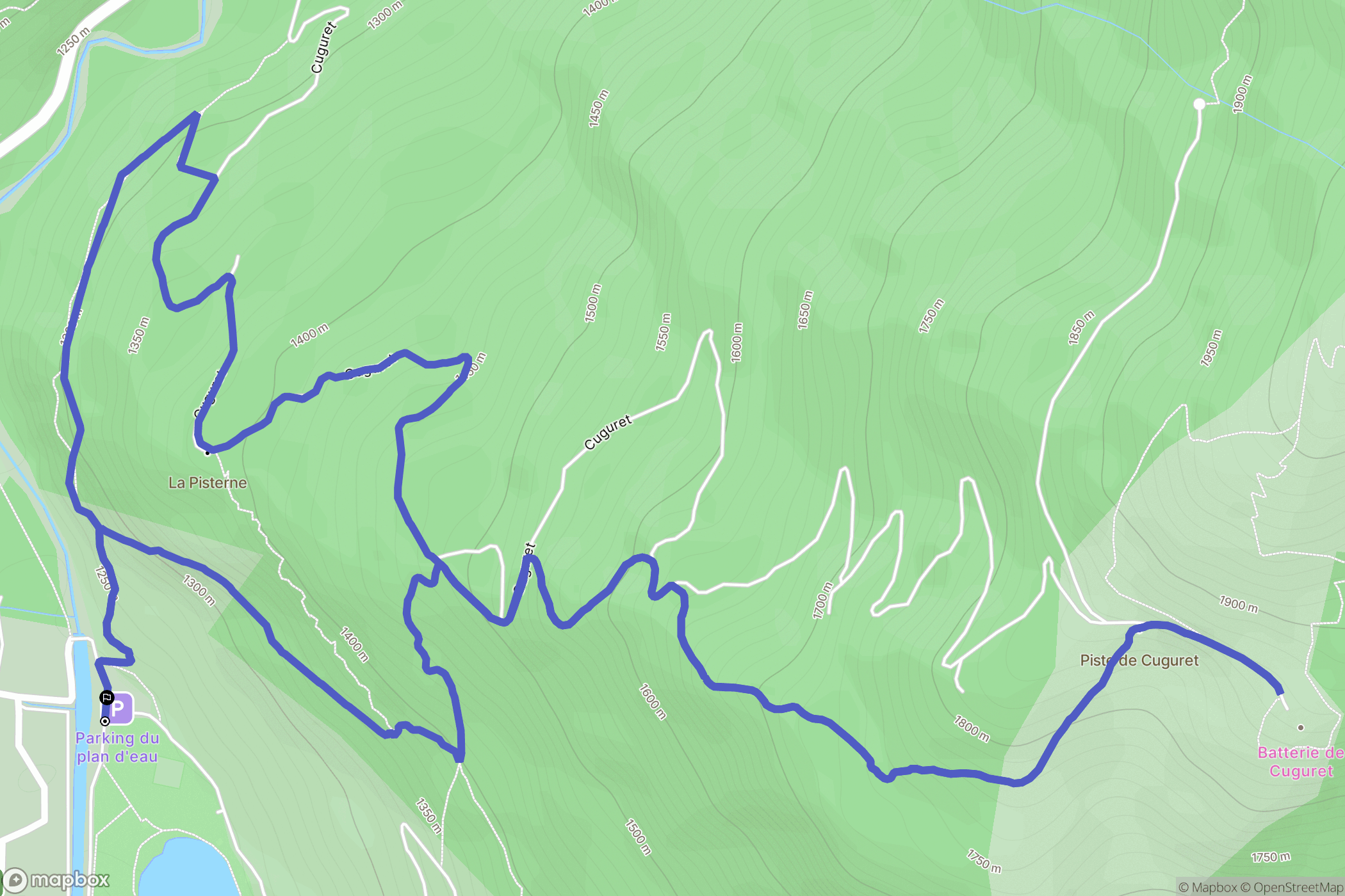 Jausiers : carte du parcours de randonnée - France