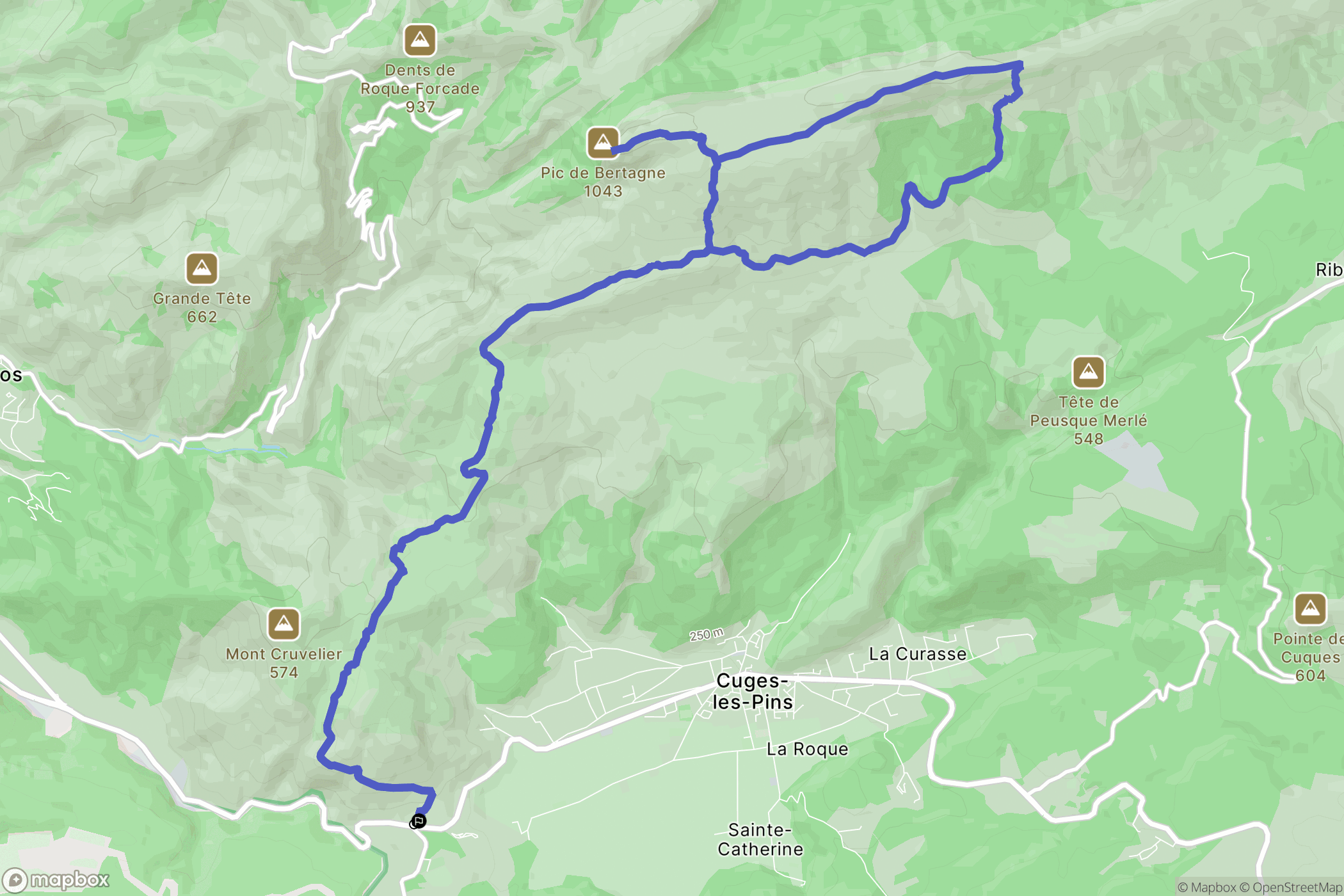 Cuges-les-Pins : carte du parcours de randonnée - France
