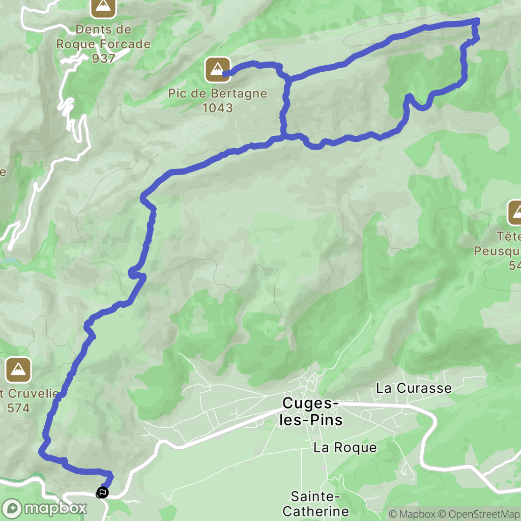 Cuges-les-Pins : carte du parcours de randonnée - France
