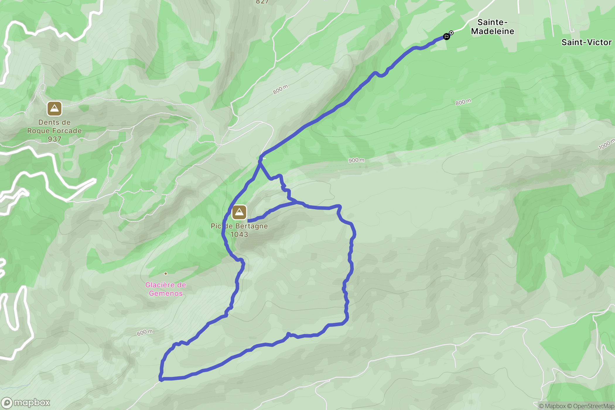 Plan-d'Aups-Sainte-Baume : carte du parcours de randonnée - France