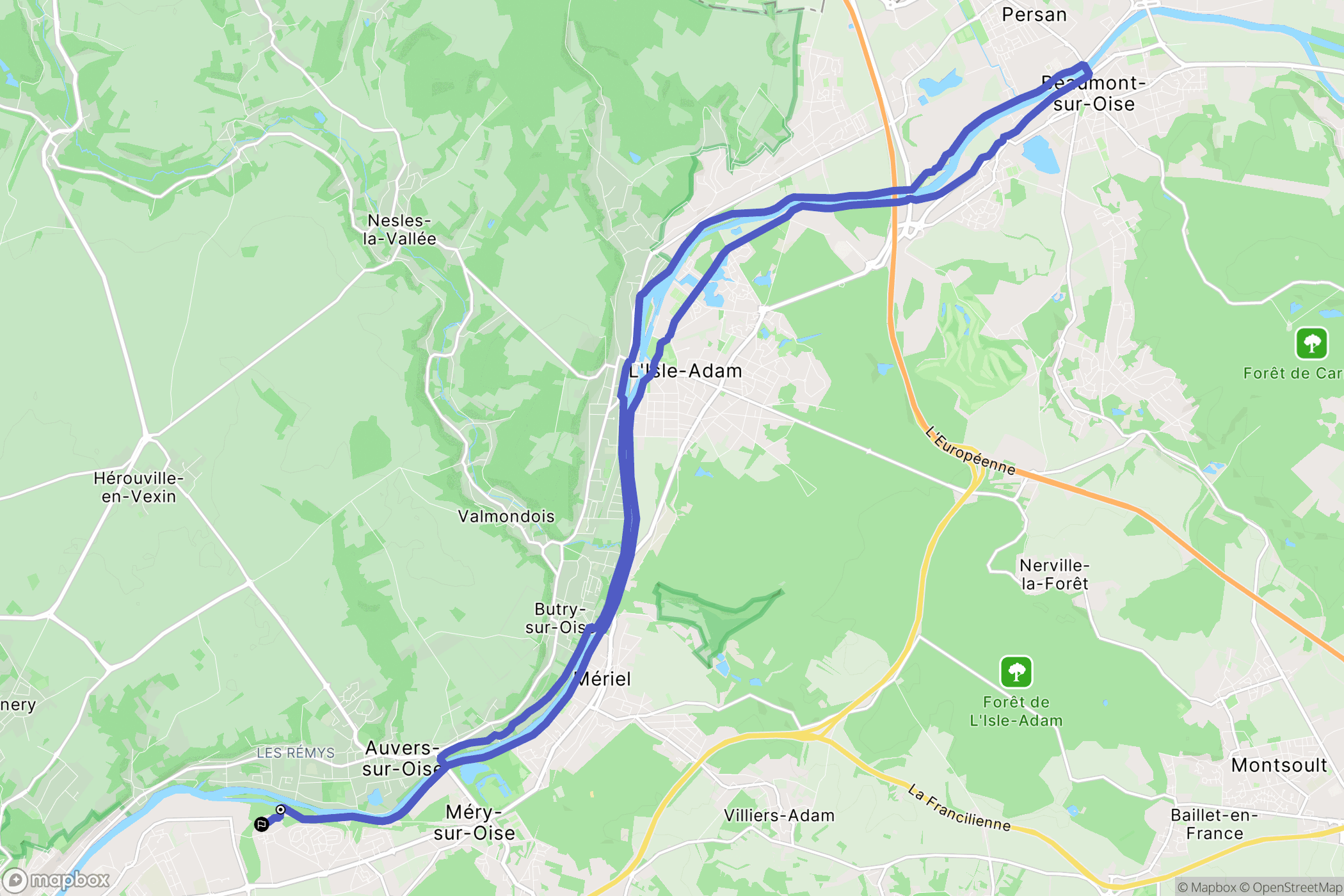Méry-sur-Oise : carte du parcours de randonnée - France