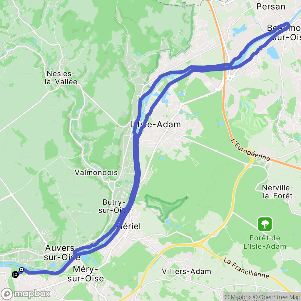 Méry-sur-Oise : carte du parcours de randonnée - France