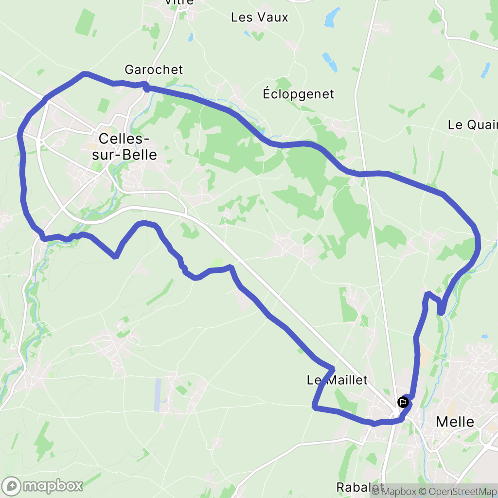Melle : carte du parcours de randonnée - France