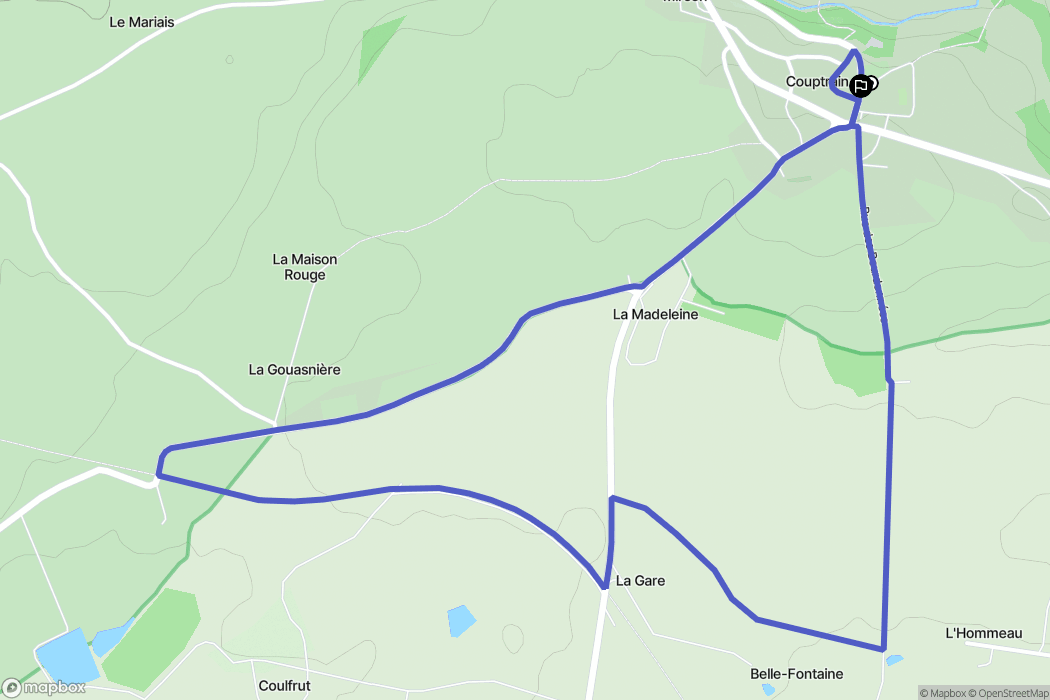 Couptrain : carte du parcours de randonnée - France