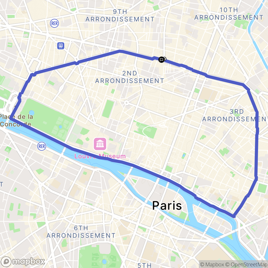 Paris : carte du parcours de randonnée - France