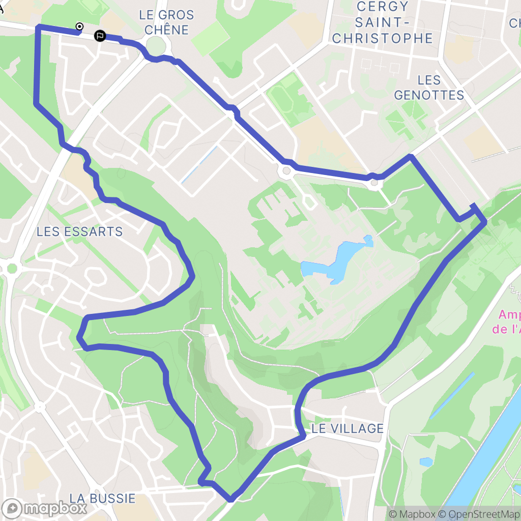 Cergy : carte du parcours de randonnée - France