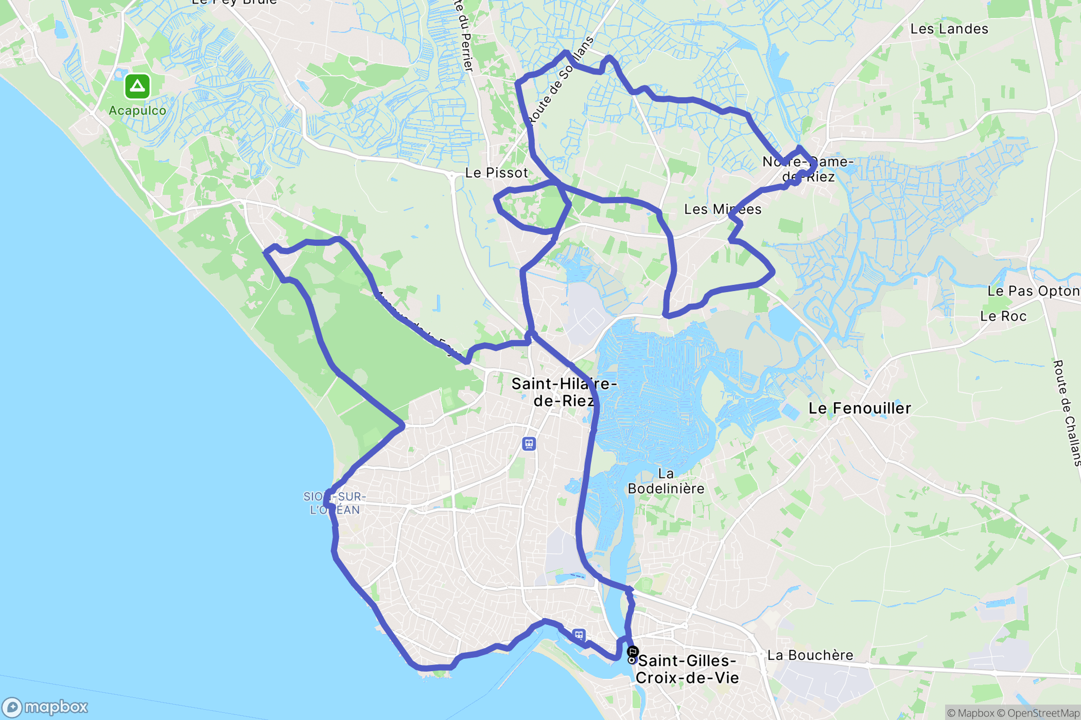 Saint-Gilles-Croix-de-Vie : carte du parcours de randonnée - France