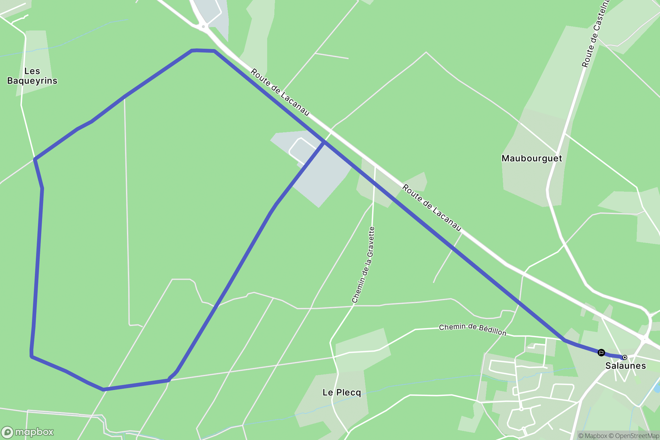 Salaunes : carte du parcours de randonnée - France