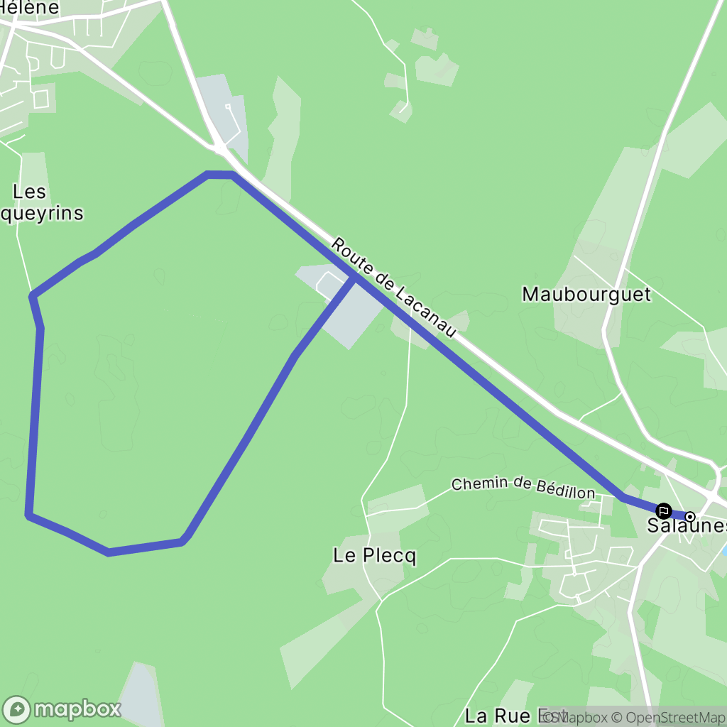 Salaunes : carte du parcours de randonnée - France
