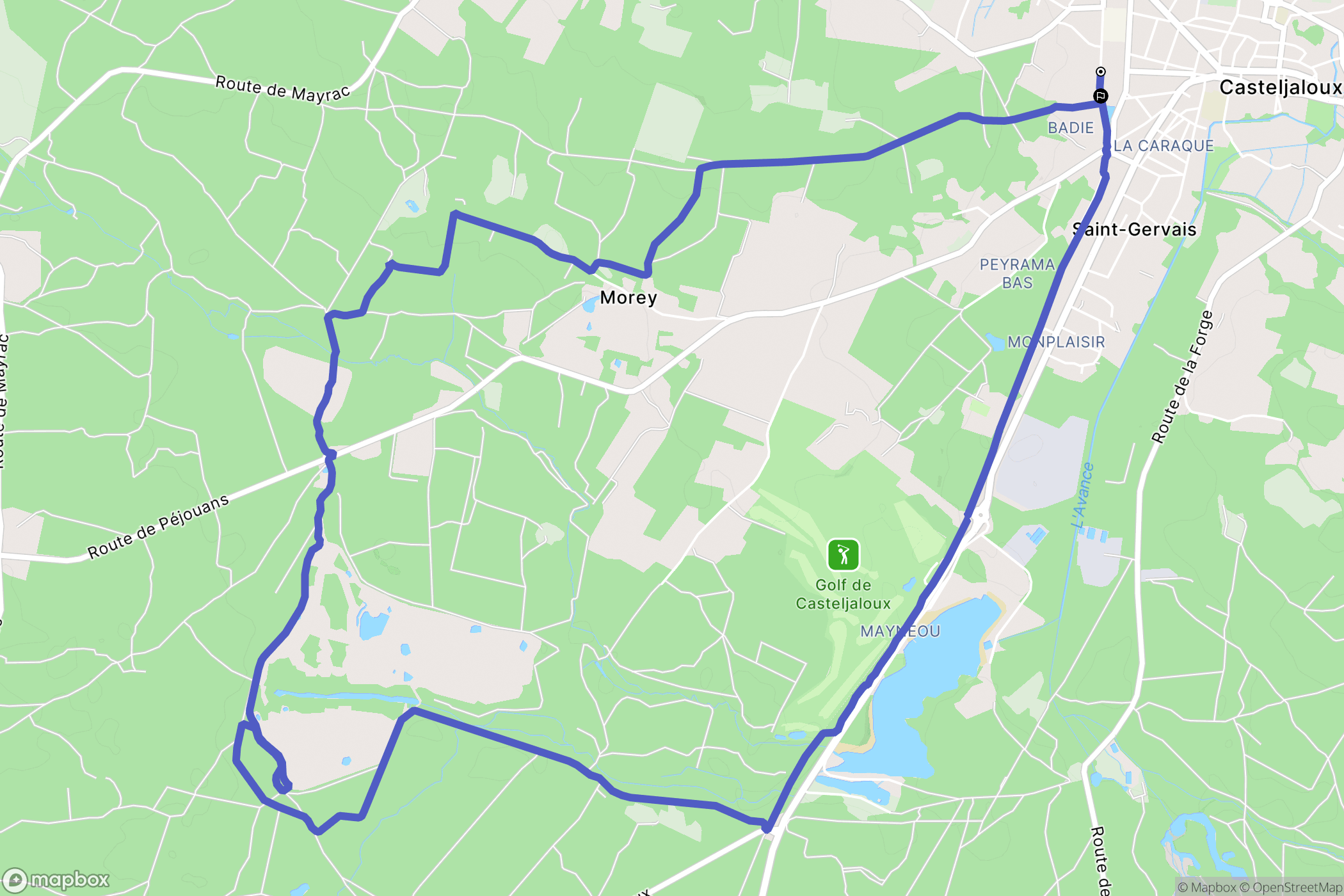 Casteljaloux : carte du parcours de randonnée - France