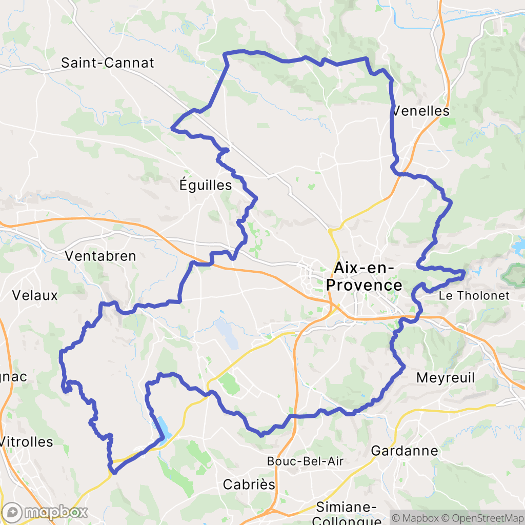 Carte de la zone de délimitation de randonnee-aix-en-provence