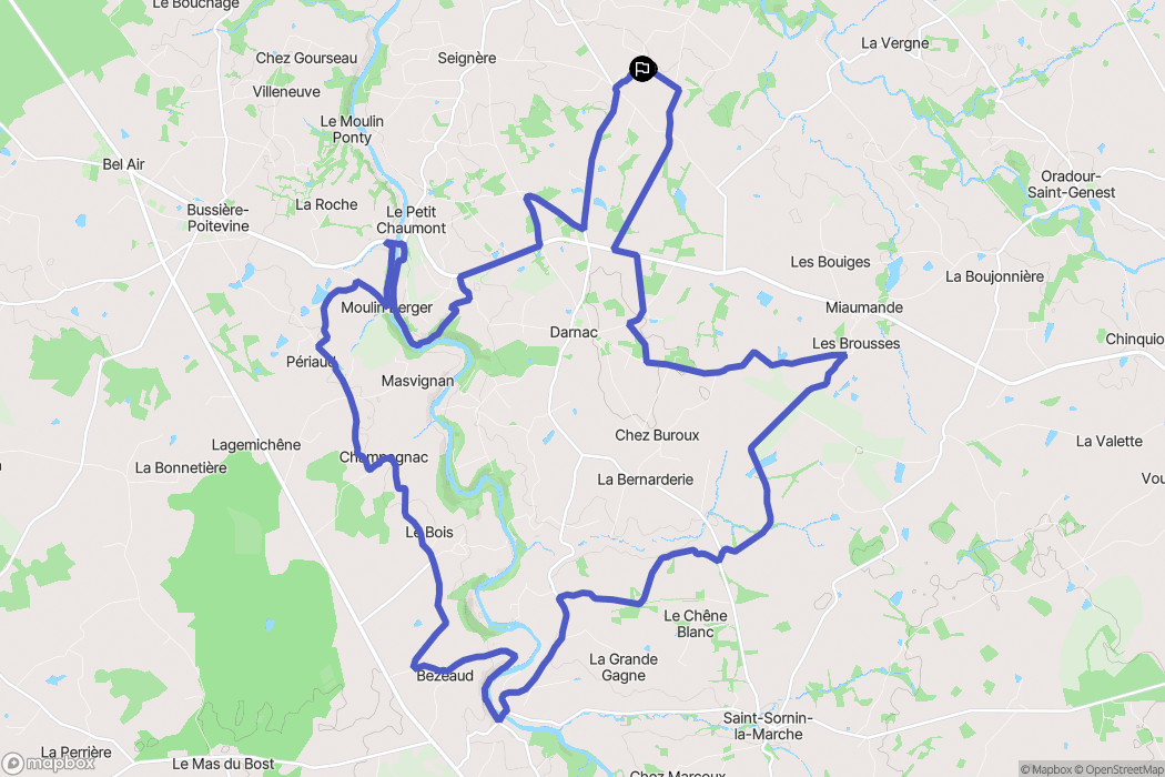 Val-d'Oire-et-Gartempe : carte du parcours de randonnée - France