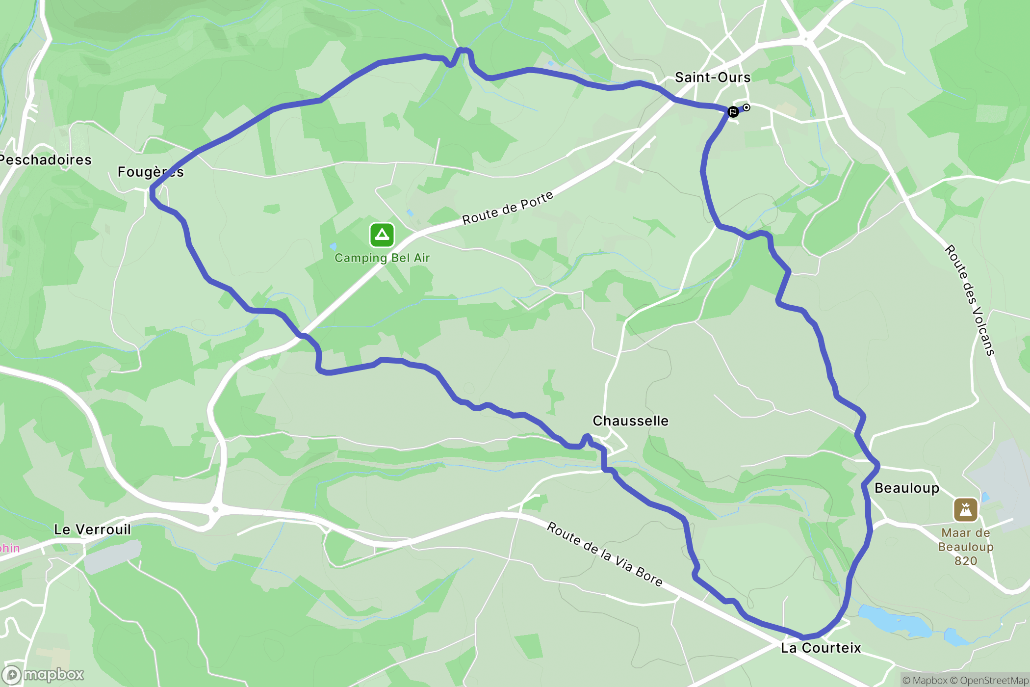 Saint-Ours : carte du parcours de randonnée - France