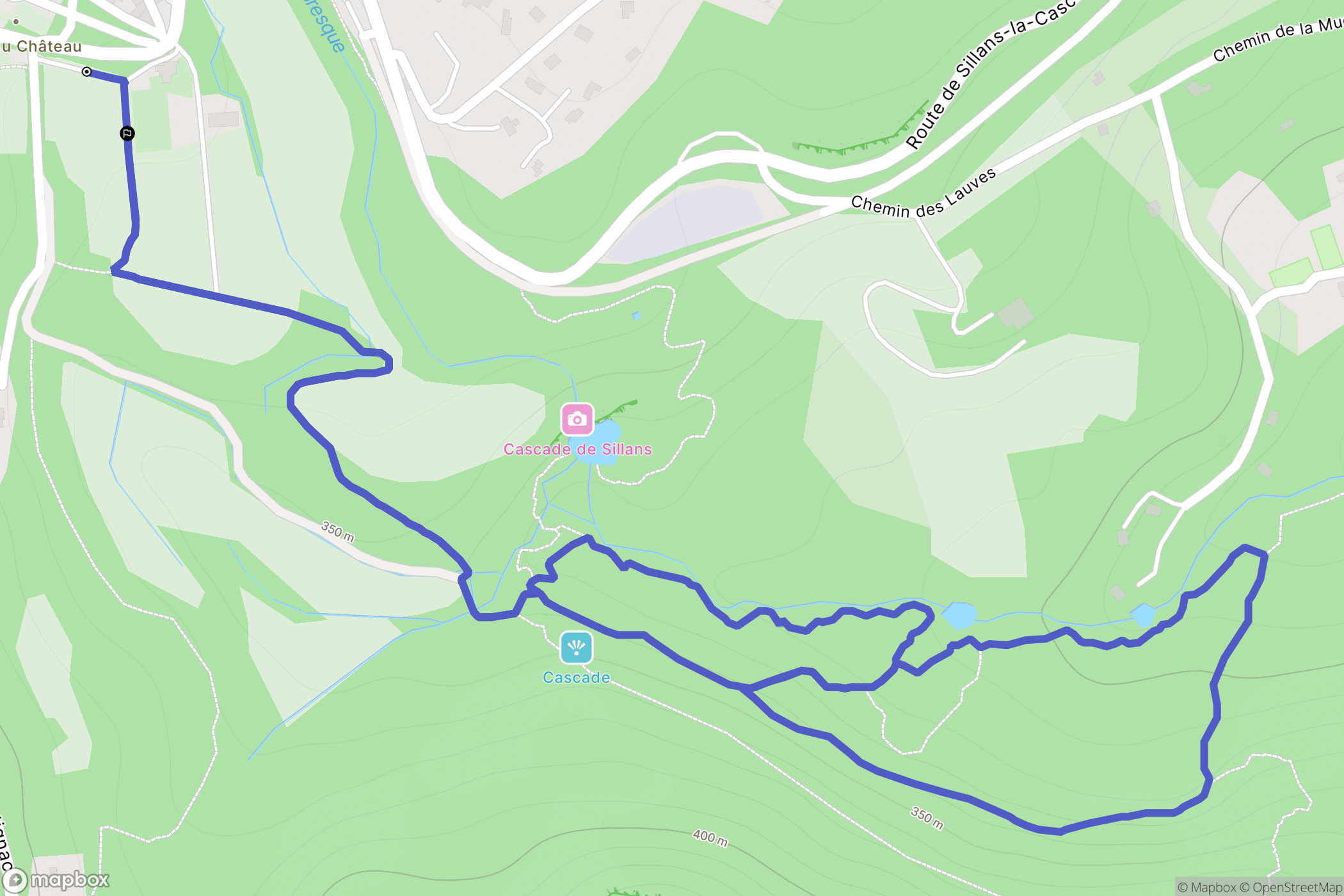 Sillans-la-Cascade : carte du parcours de randonnée - France