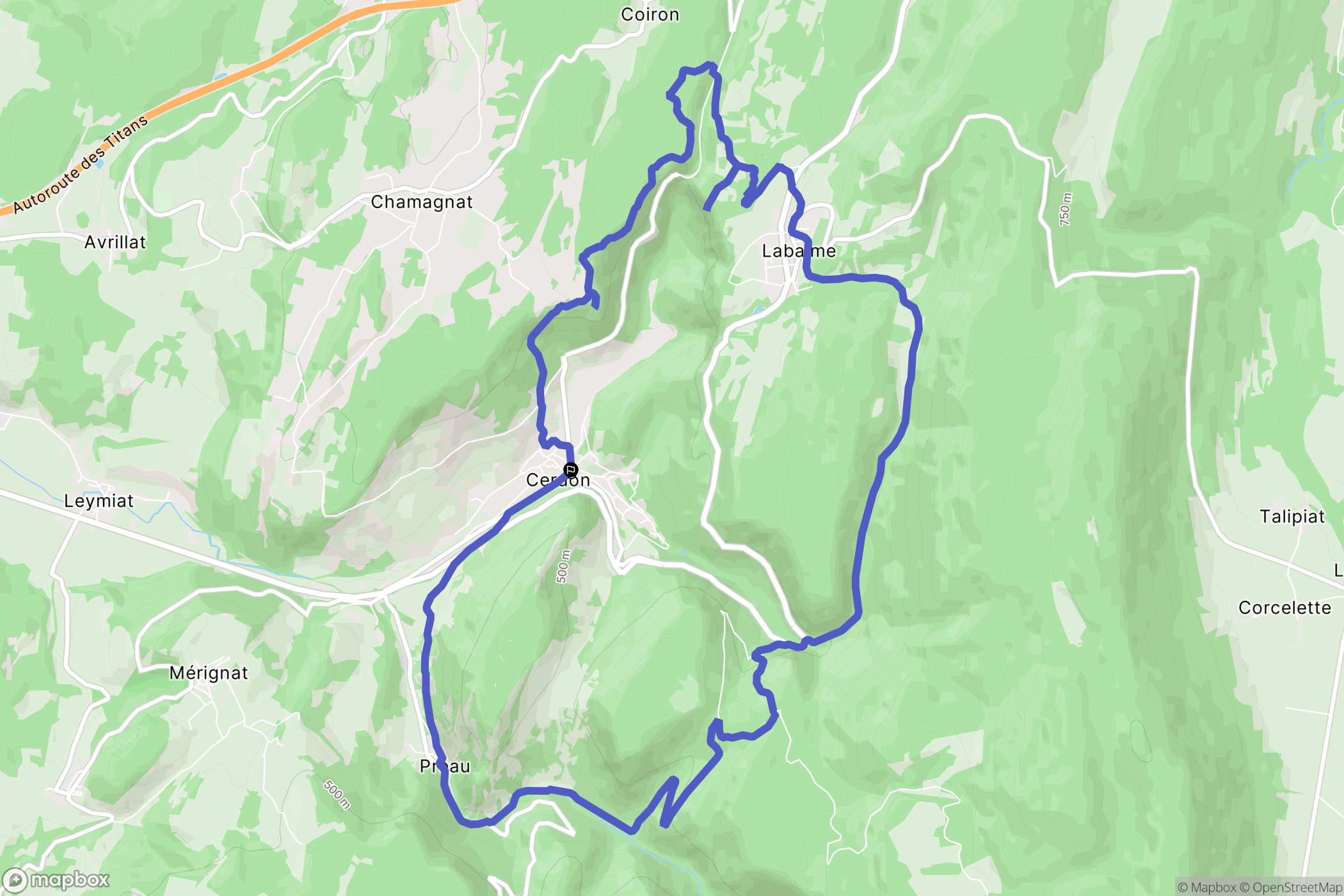 Cerdon : carte du parcours de randonnée - France