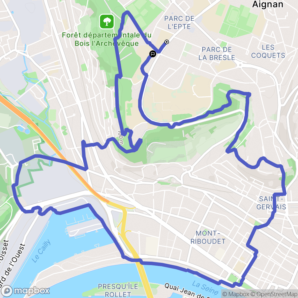 Mont-Saint-Aignan : carte du parcours de randonnée - France