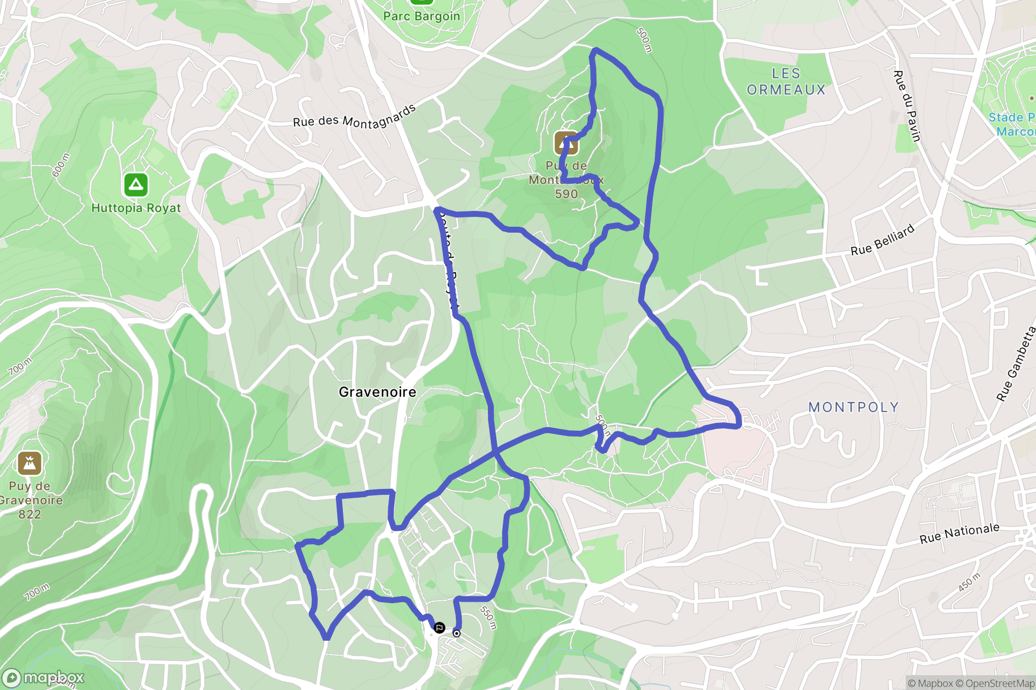 Ceyrat : carte du parcours de randonnée - France