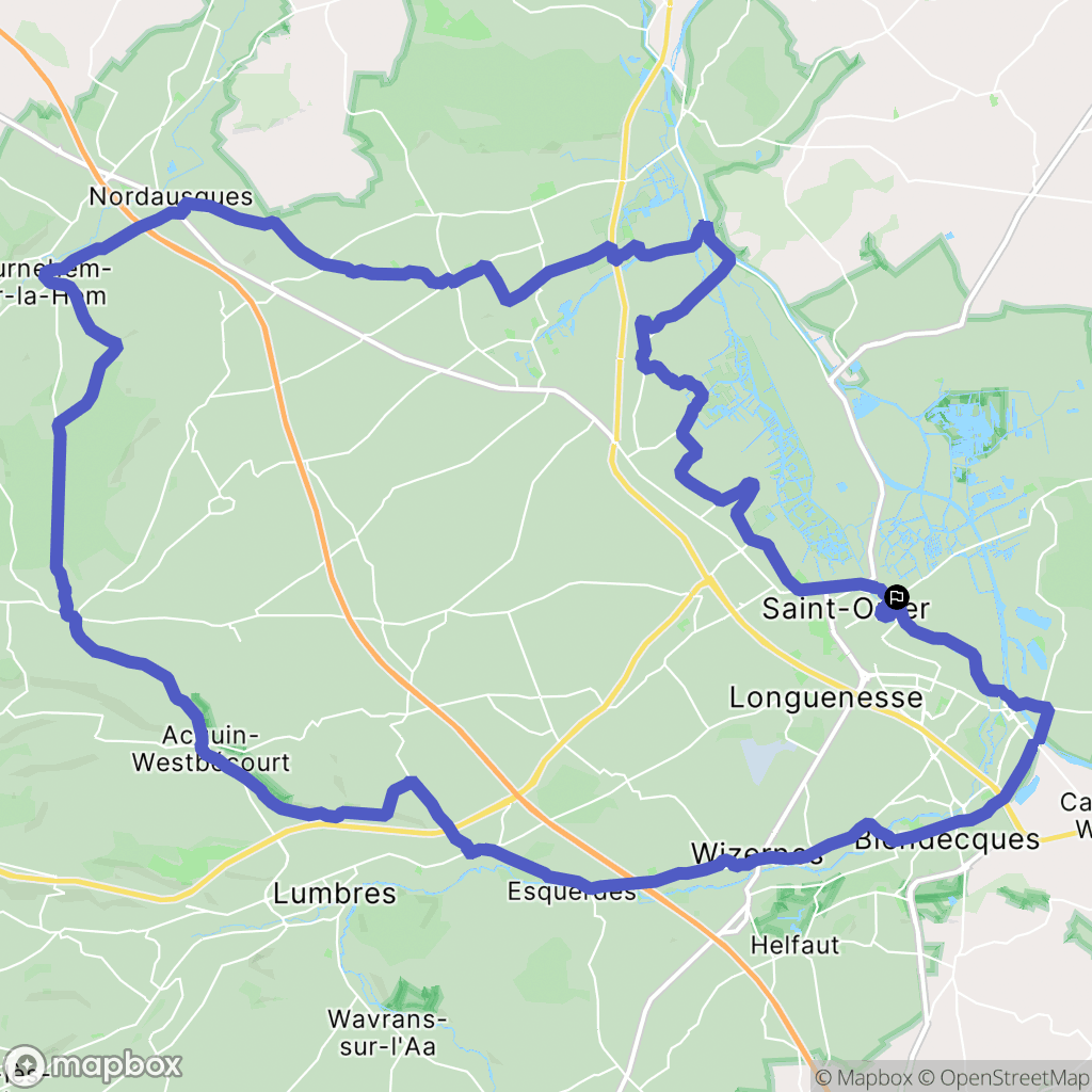 Saint-Omer : carte du parcours de randonnée - France