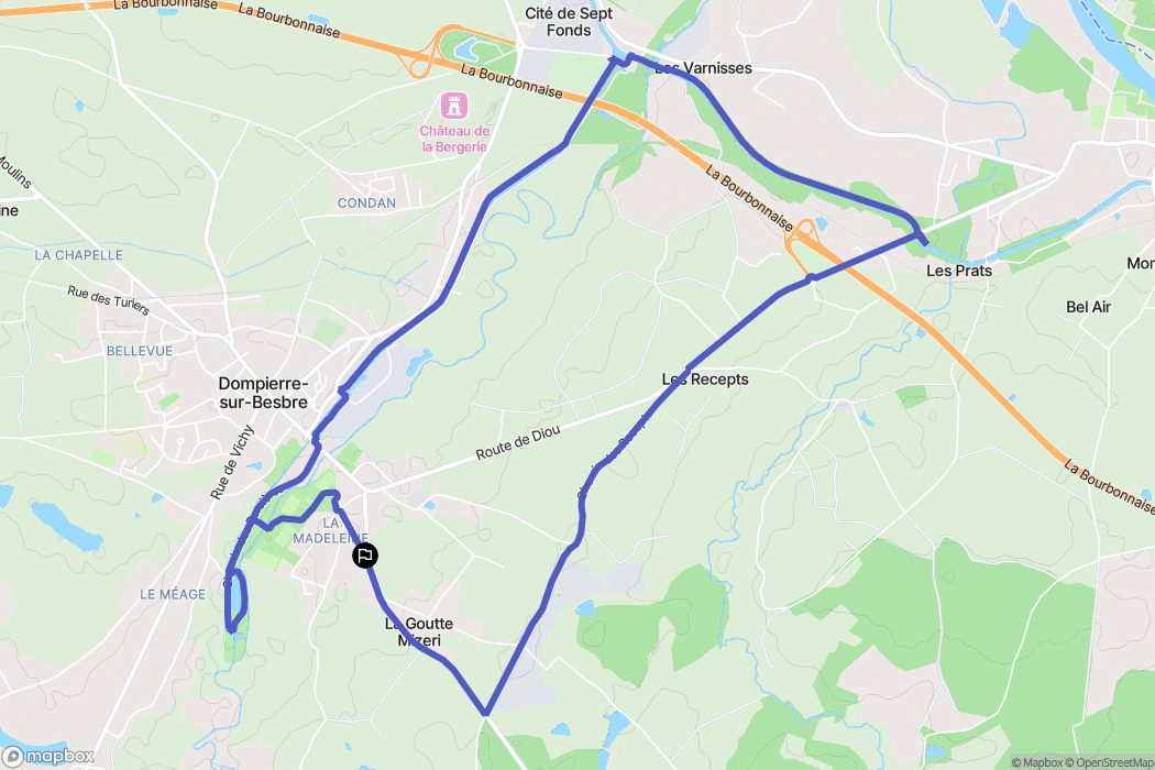 Dompierre-sur-Besbre : carte du parcours de randonnée - France