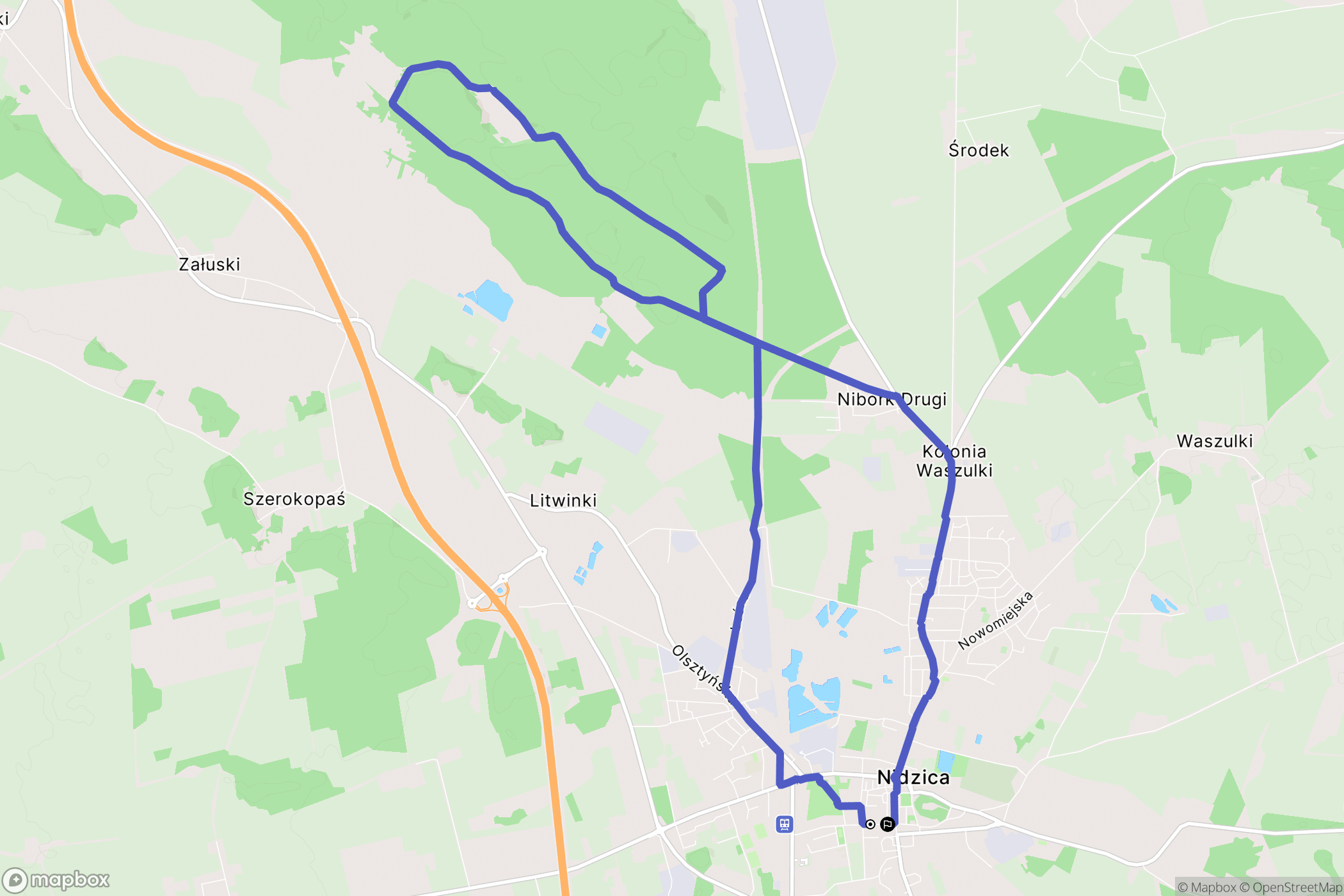 Nidzica: mapa trasy - Poland