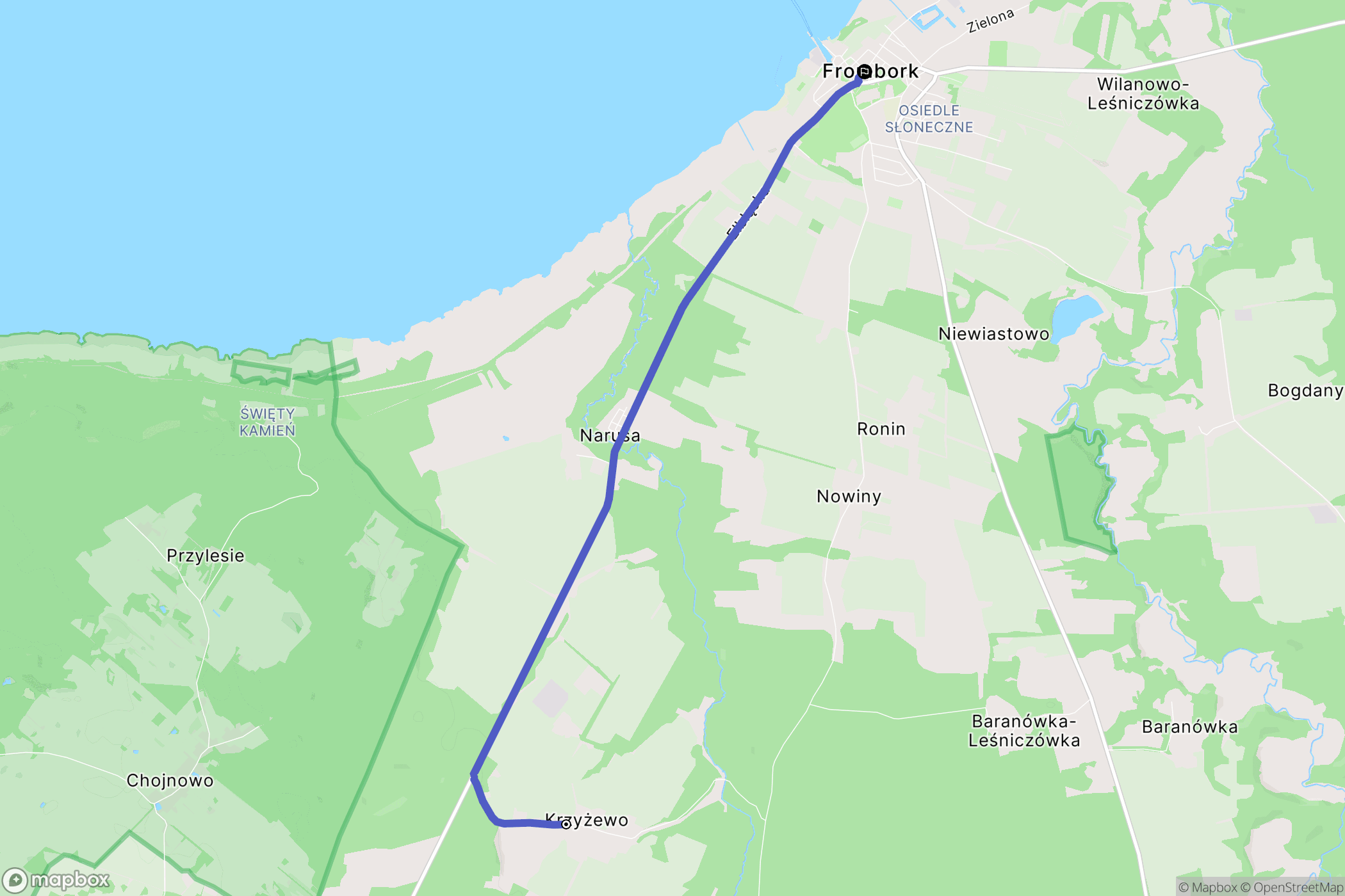 Krzyżewo: mapa trasy - Poland