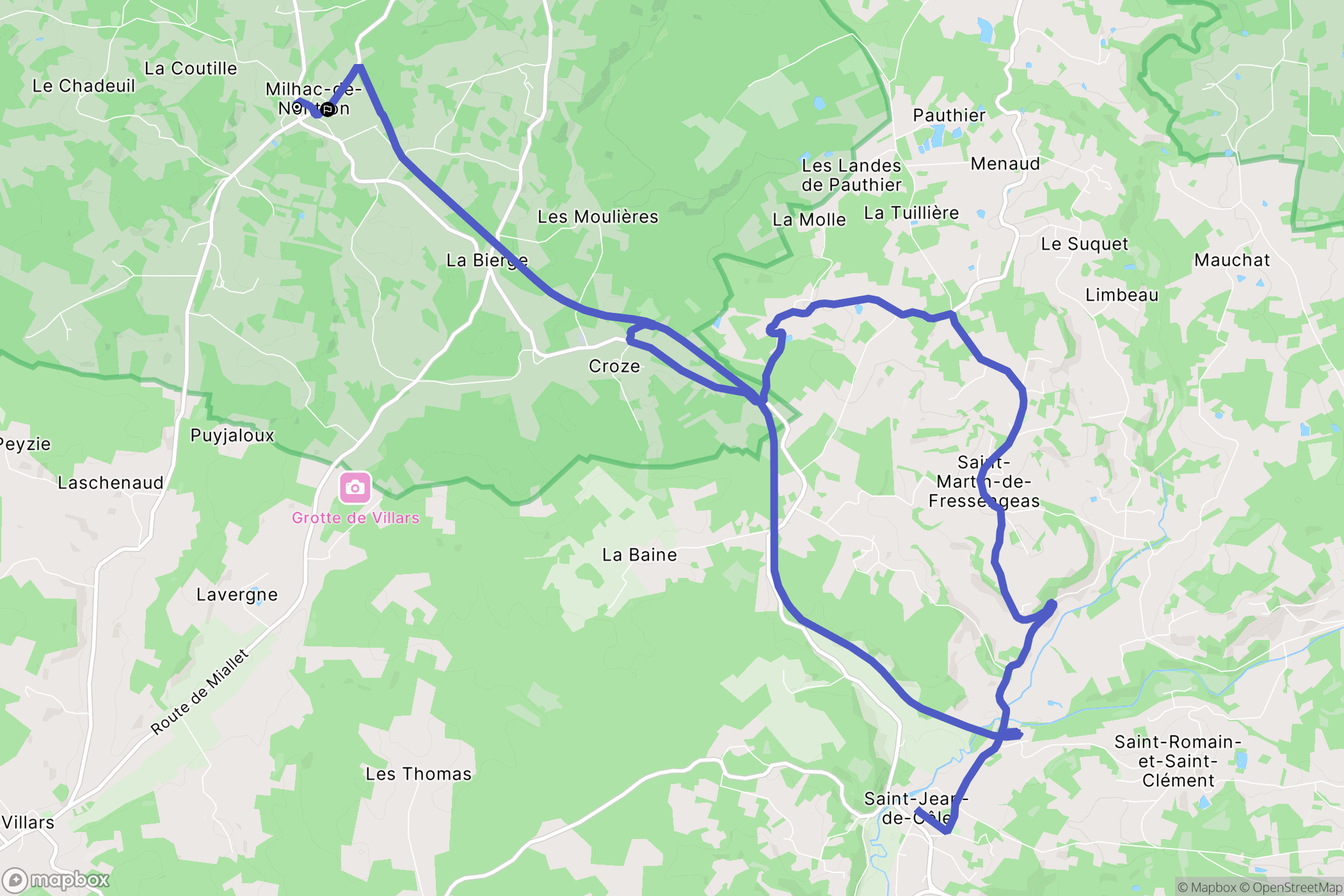 Milhac-de-Nontron : carte du parcours de randonnée - France