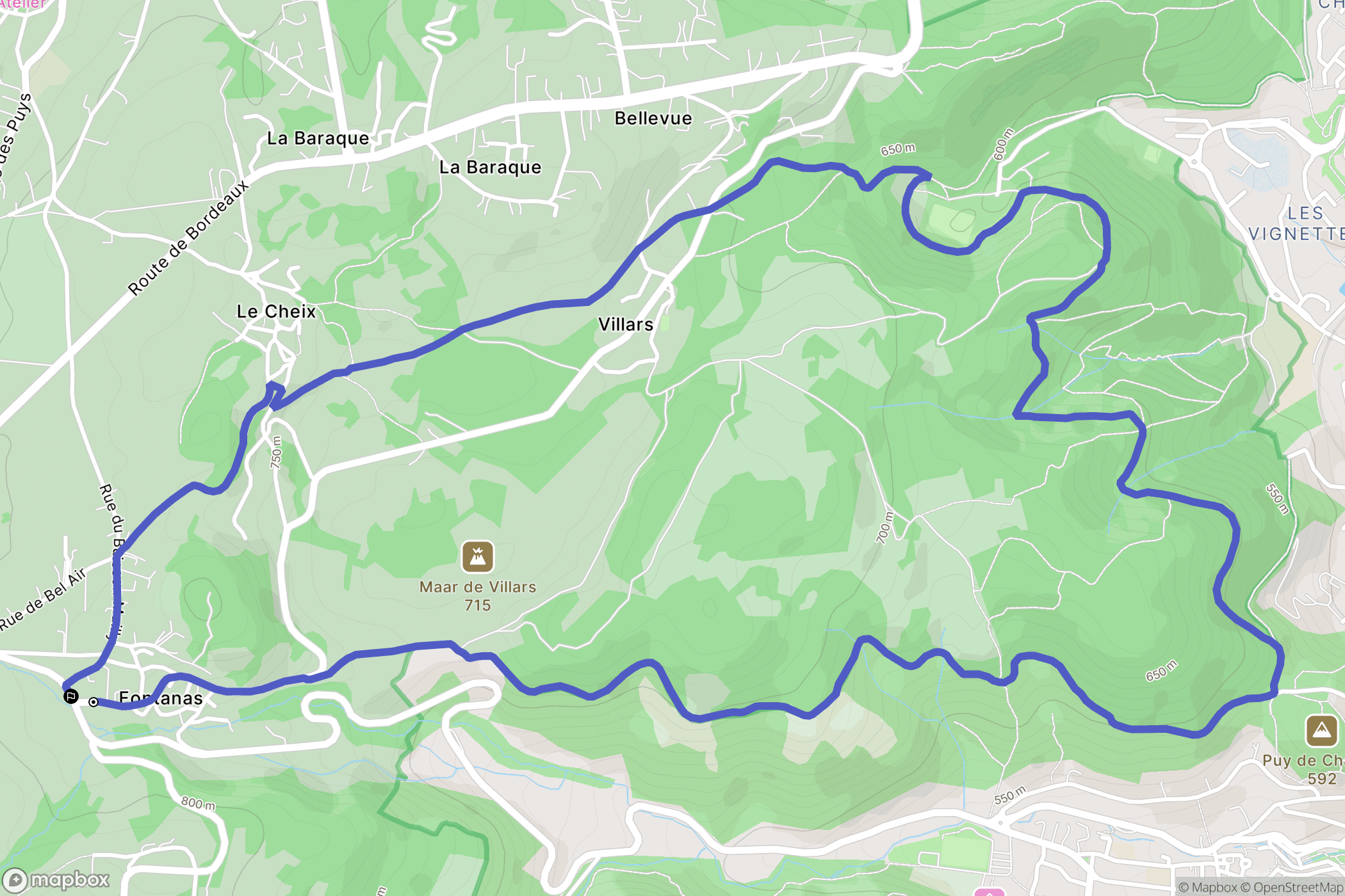 Orcines : carte du parcours de randonnée - France